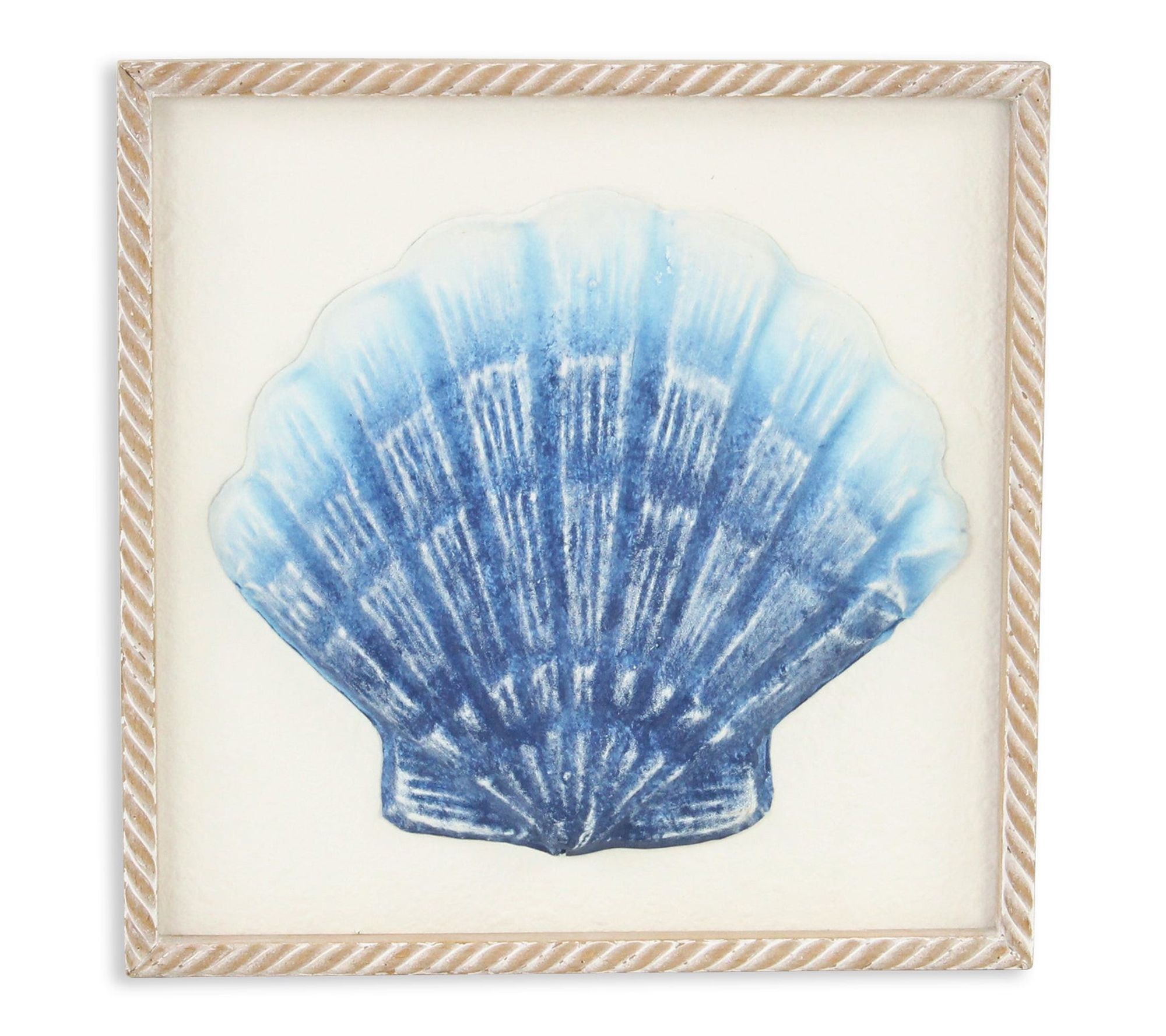 HomeRoots Blue and White Metal Sea Shell BrownWall Art