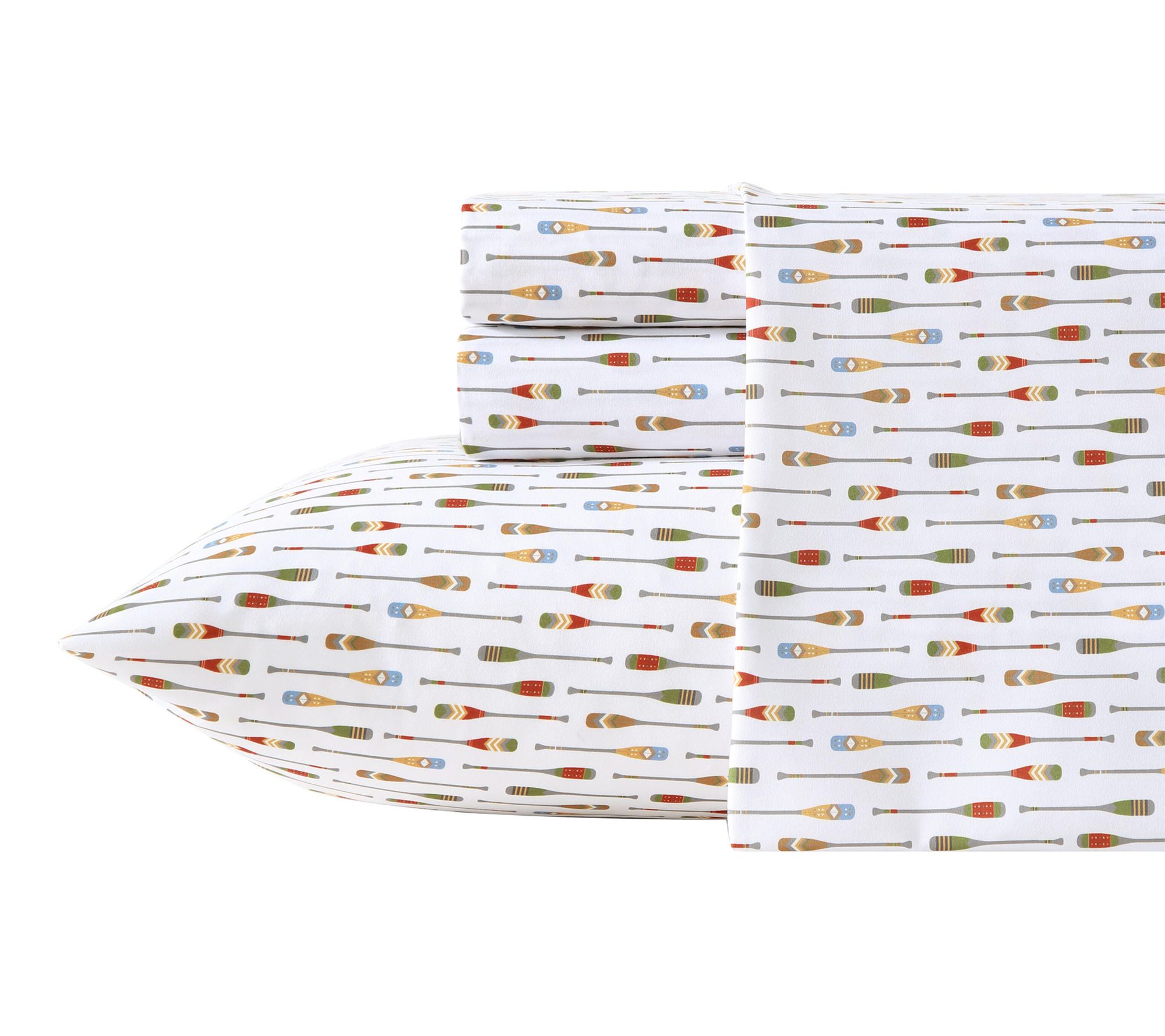 Eddie Bauer Can oe Lake Paddle White/Multi Kin g Sheet Set