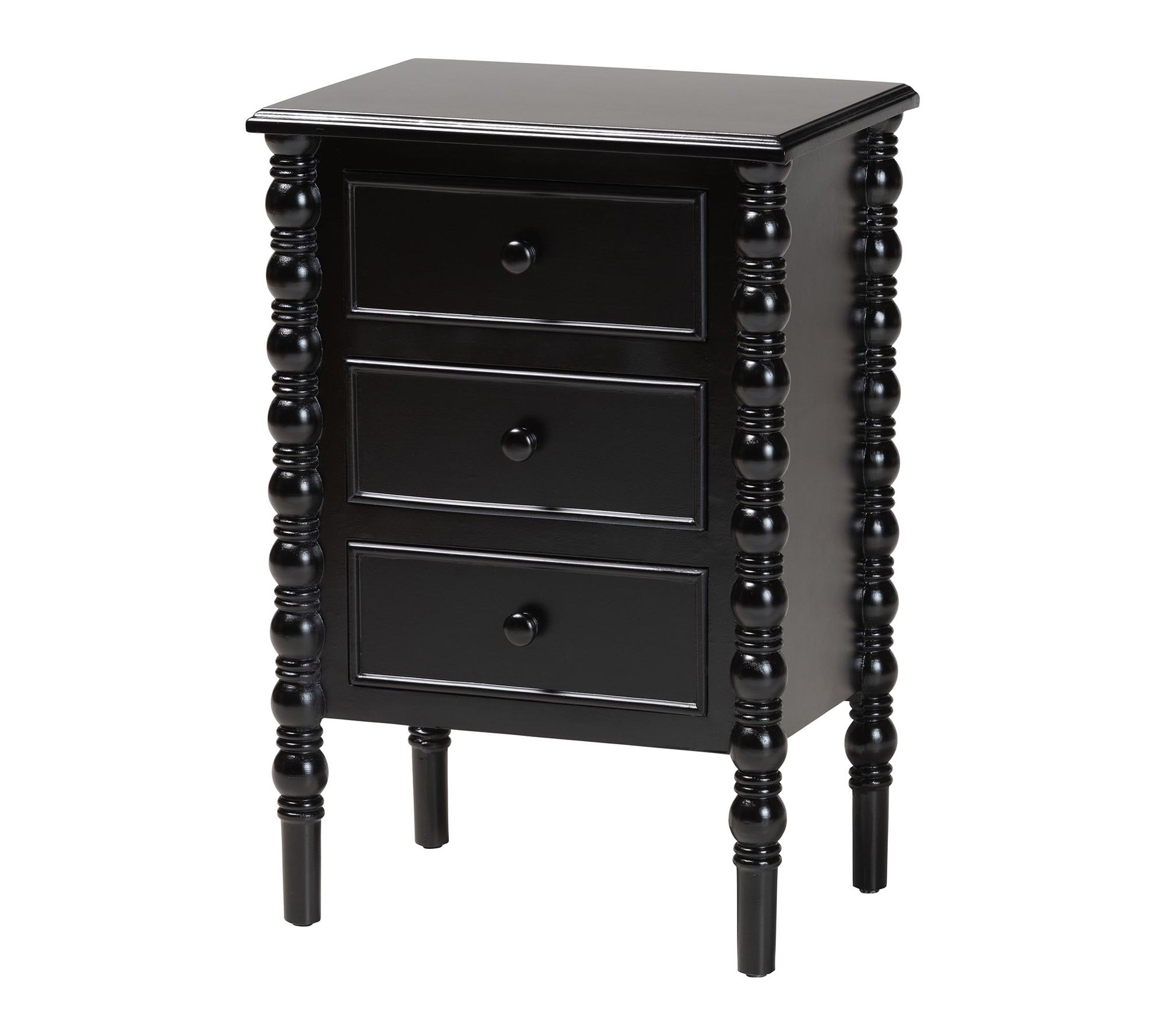 Baxton Studio Malinda Wood 3-Drawer Spindle Legs End Table