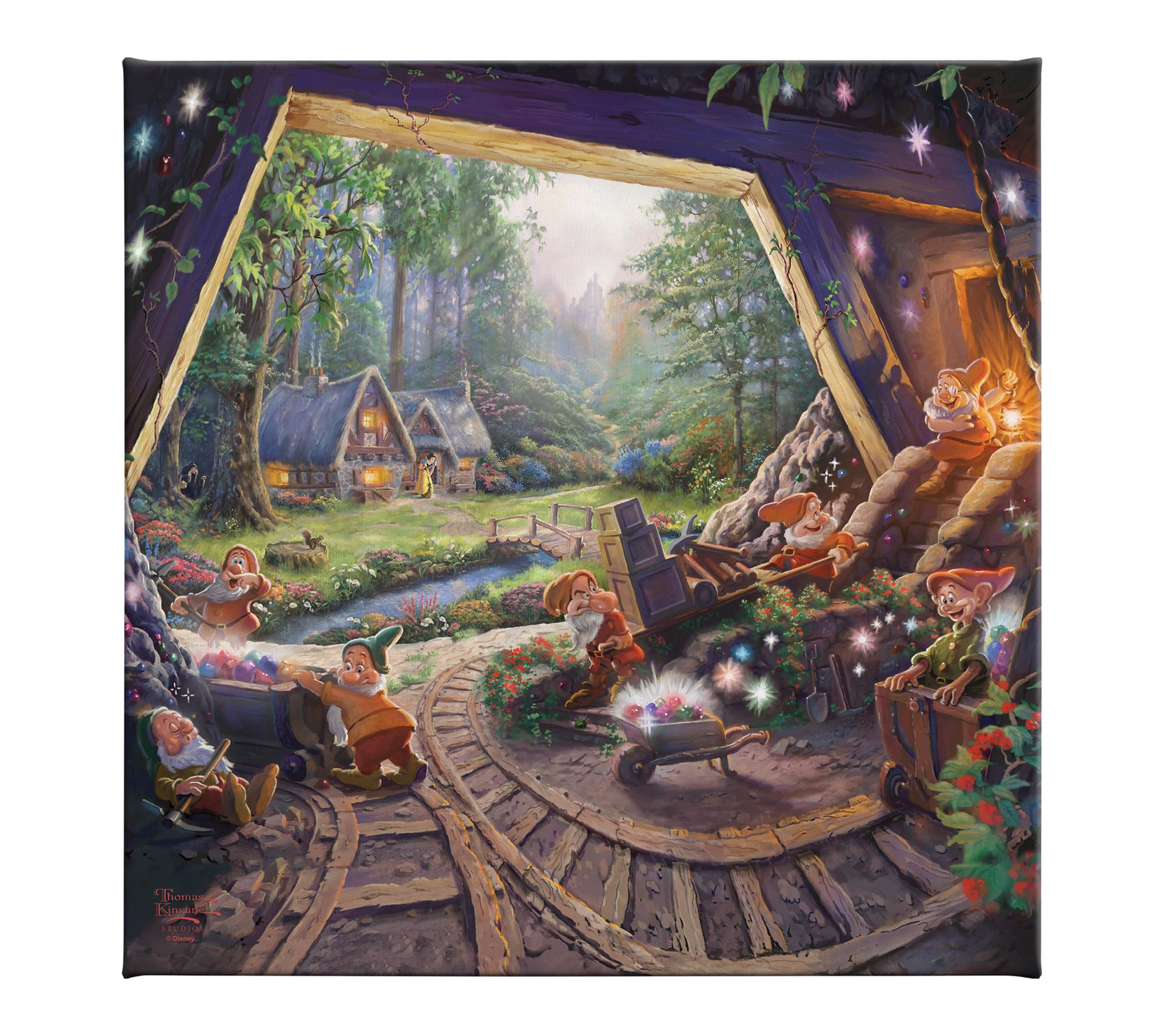 Thomas Kinkade Snow White & the Seven Dwarfs 14x14Gallery Wrap