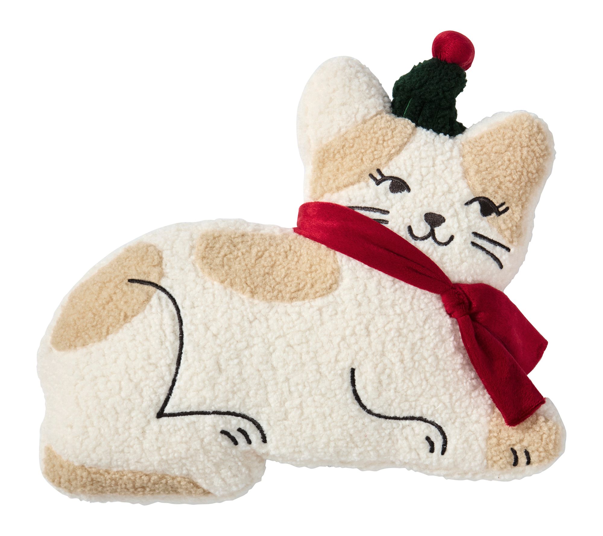 Hallmark Holiday Cat Shaped Decorative Pillow, 16" x