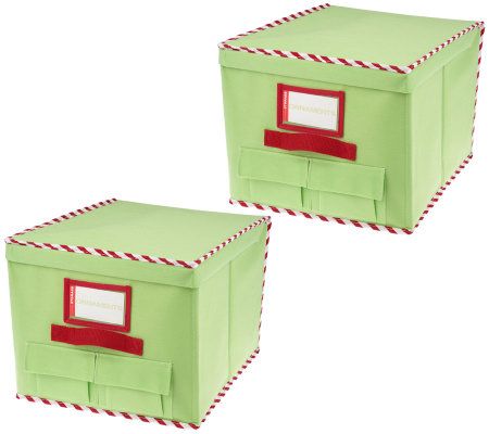 Set of 2 HolidayOrnament Storage Boxes with Removable Trays - QVC.com