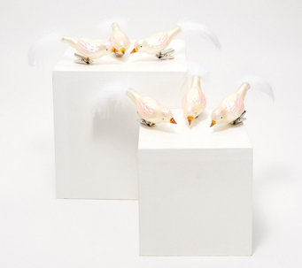 Martha Stewart Set of 6 Blown Glass Bird Ornaments - H230698
