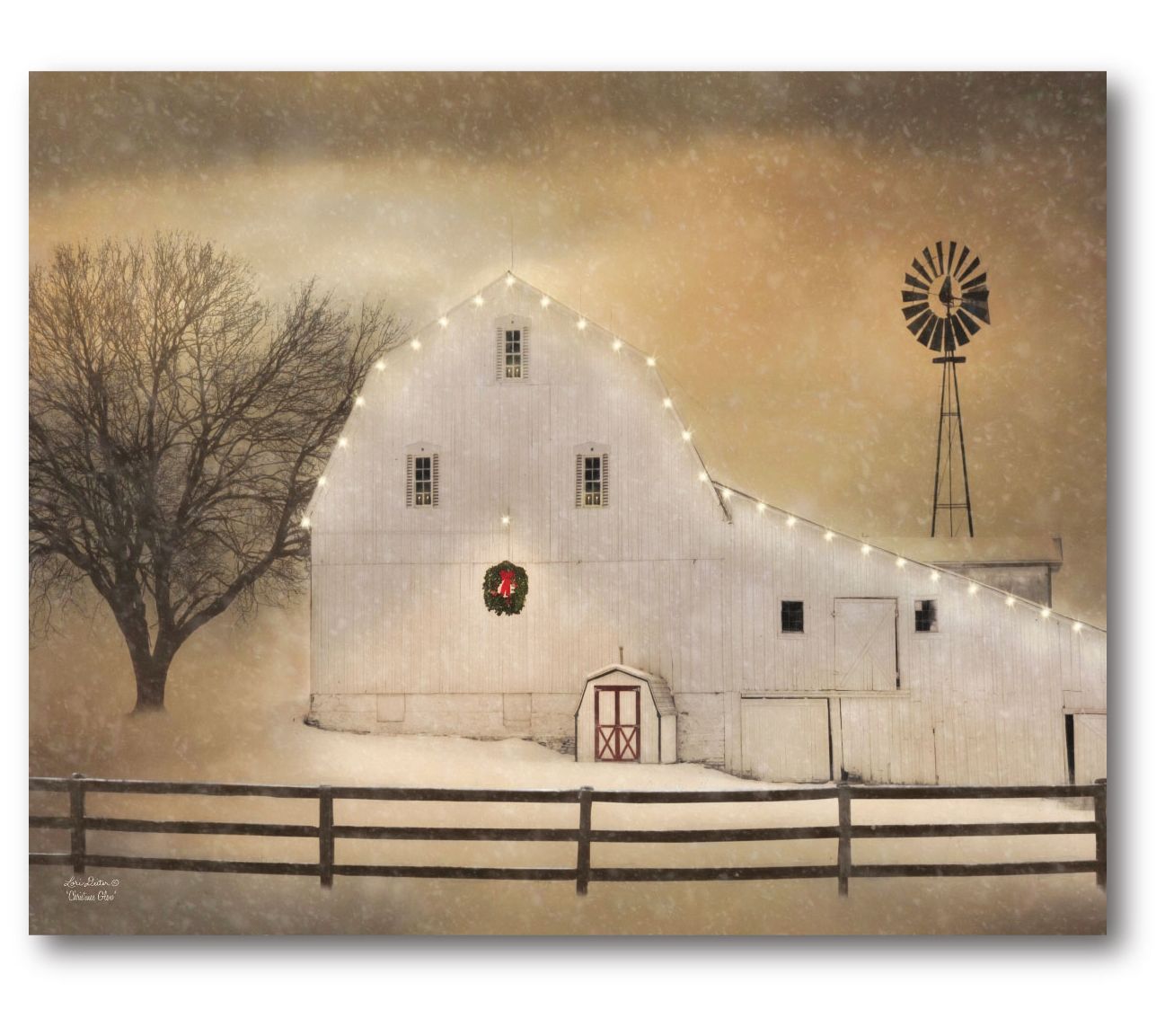 Courtside Market White Barn Holiday 30" x 40" Canvas