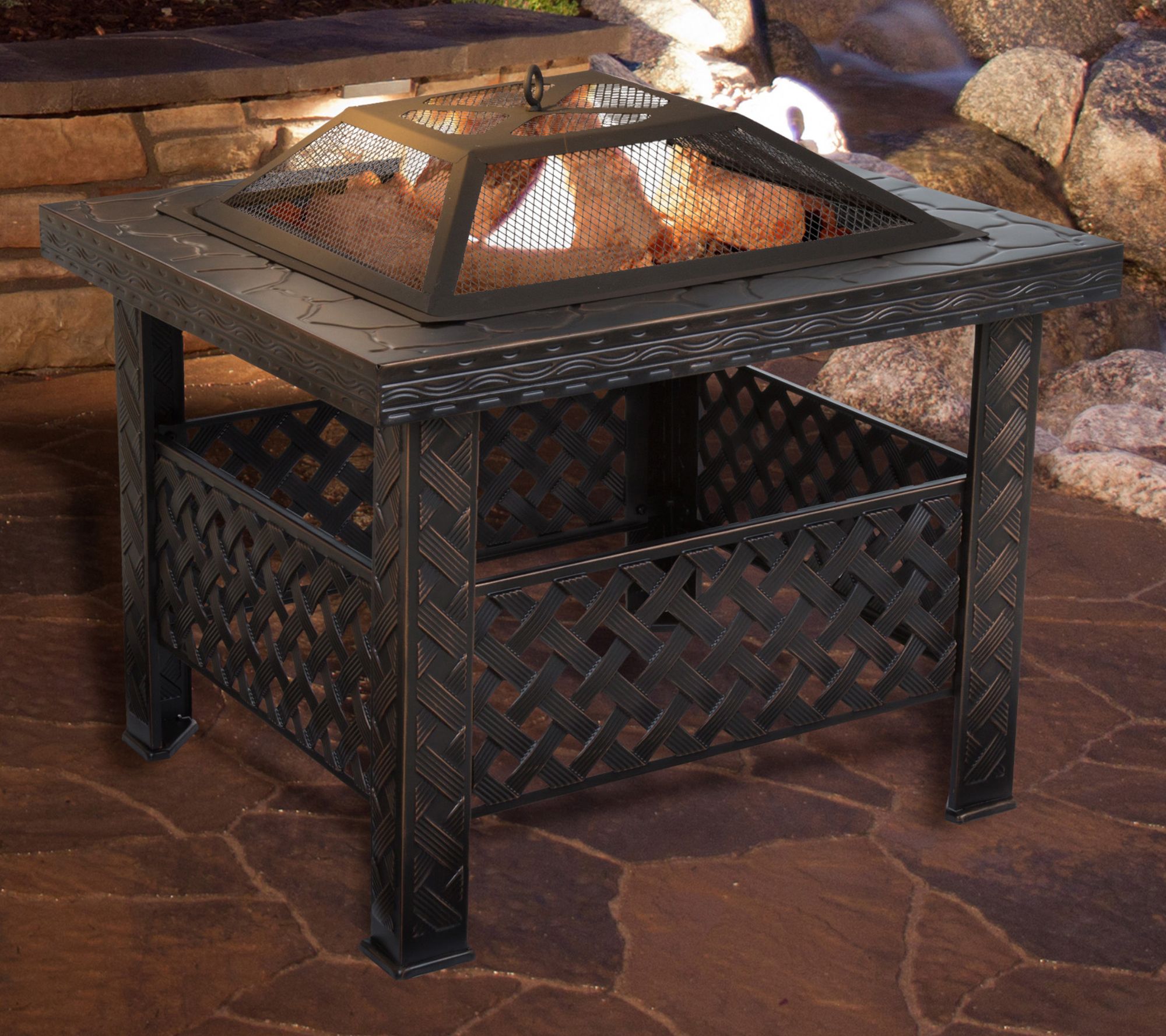 26" Woven Square Fire Pit