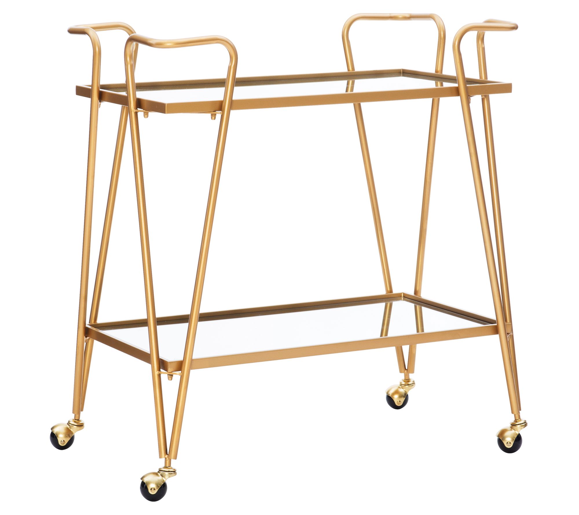 Linon Home Edison Gold MidCentury Kitchen Bar Cart w/ Shelf