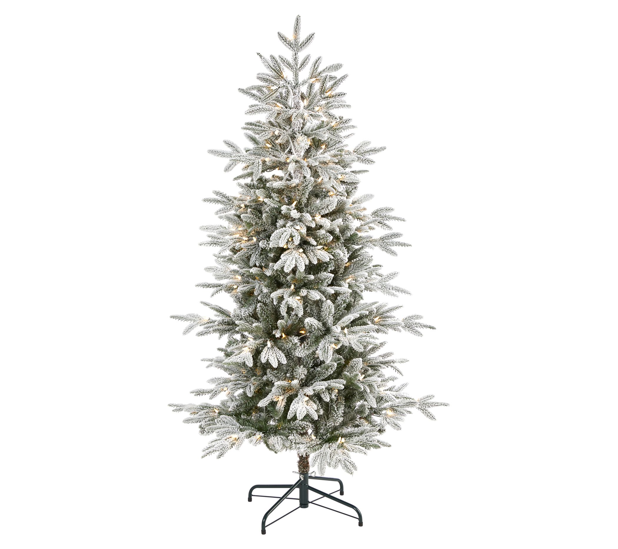 Nearly Natural 5.5'Flocked Manchester Spruce Tree w/200 LED