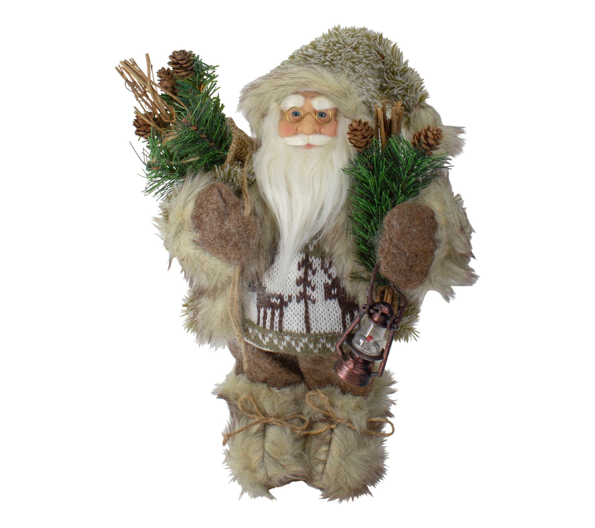 Northlight 12" Santa Dressed in Brown Coat & Fur Boots Figure