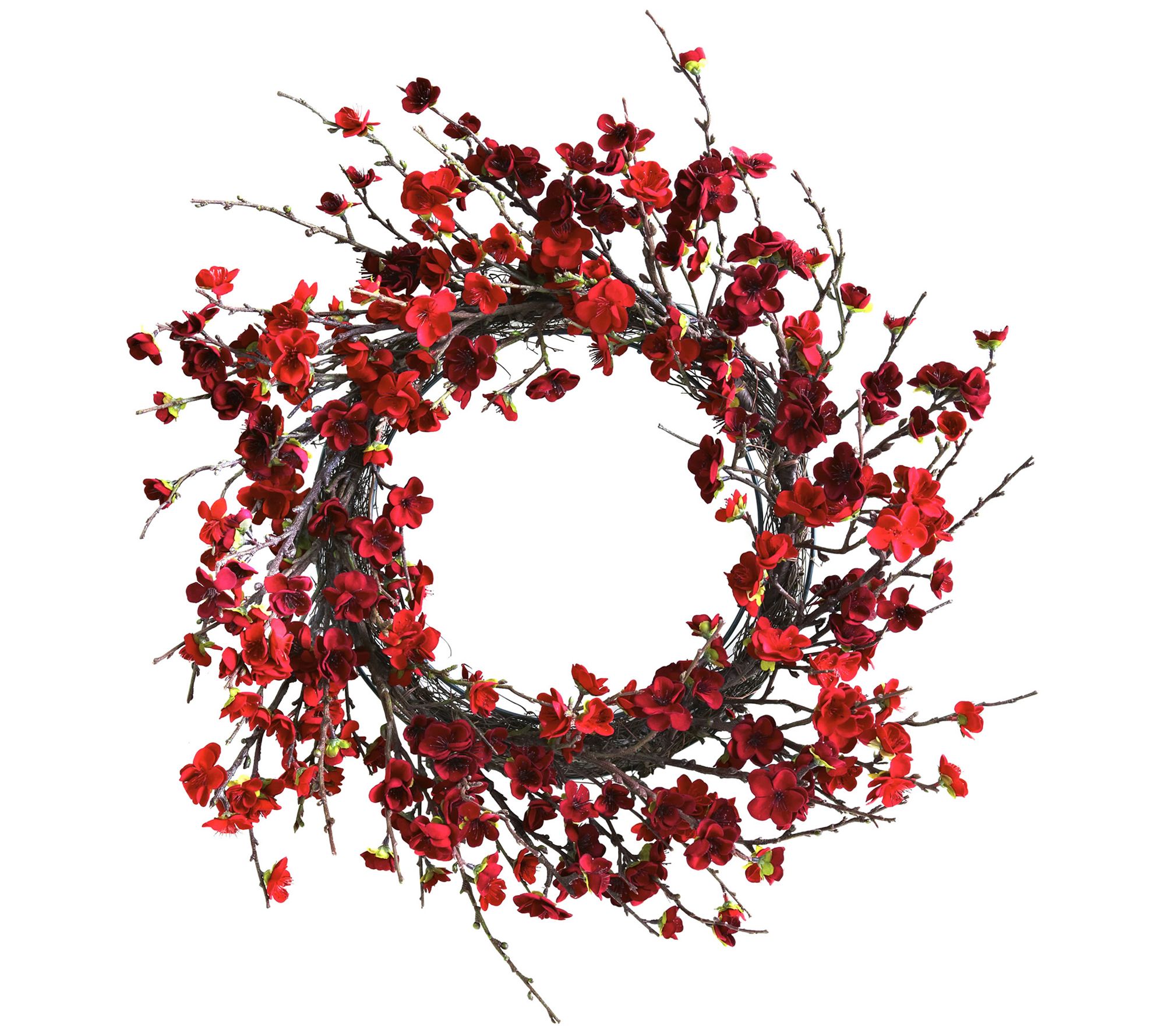 24" Plum Blossom Wreath by Nearly Natural