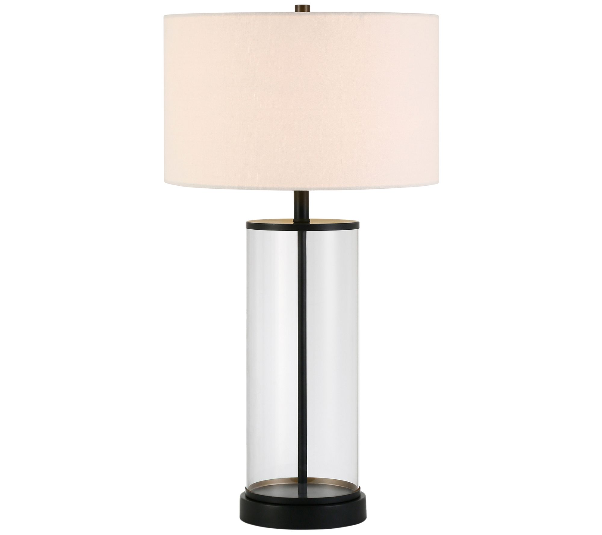 Hudson & Canal Rowan Classic Glass Table Lamp with Linen Shade