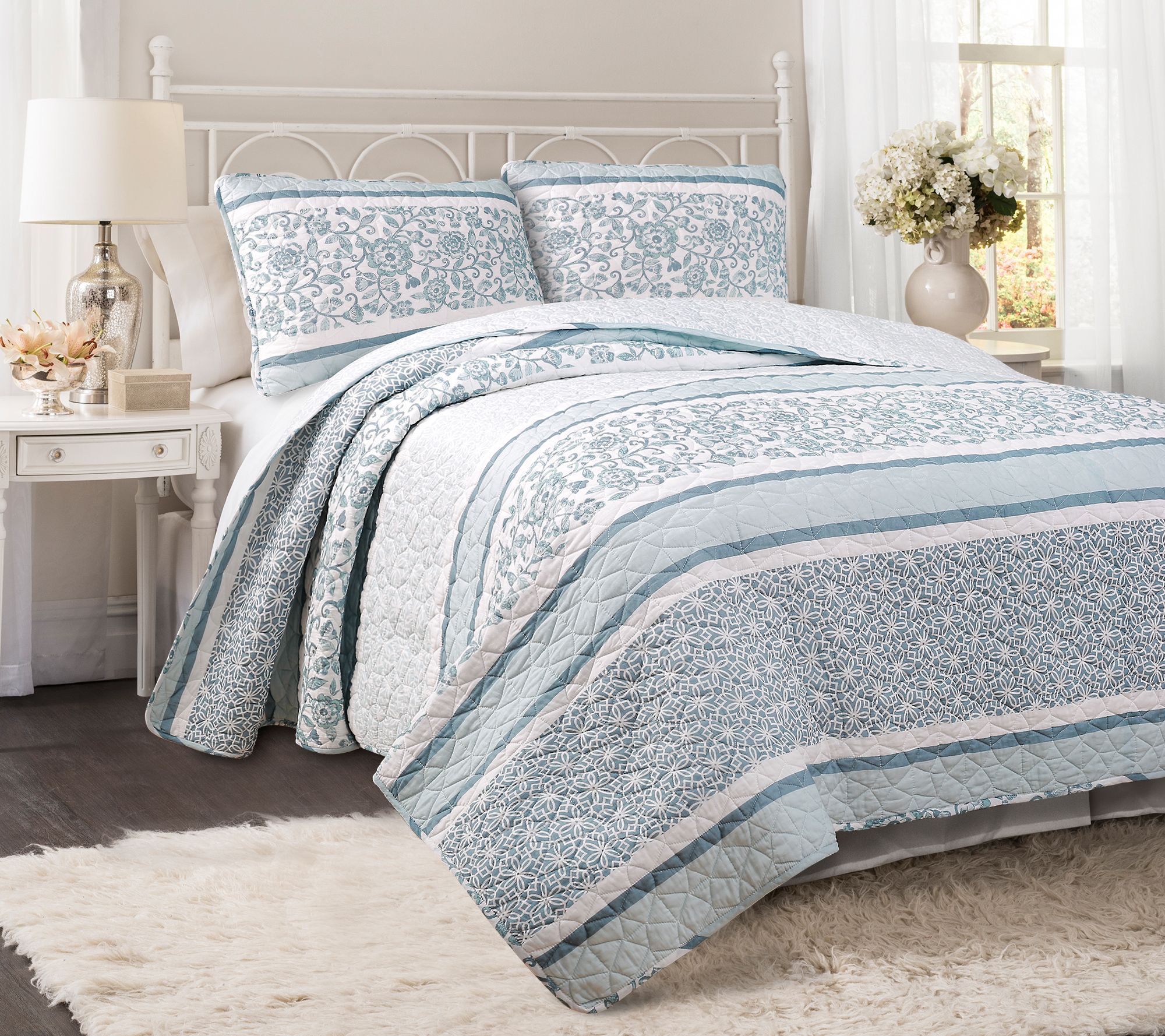 Nisha 3-piece King Quilt Set By Lush Decor - Qvc.com