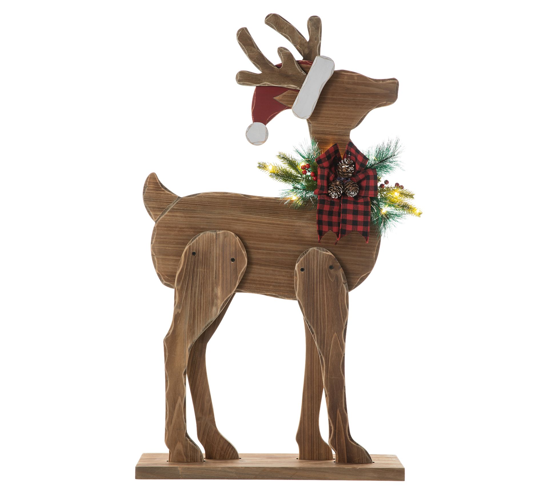 Glitzhome 36"H Chunky Wood Reindeer Porch Decor