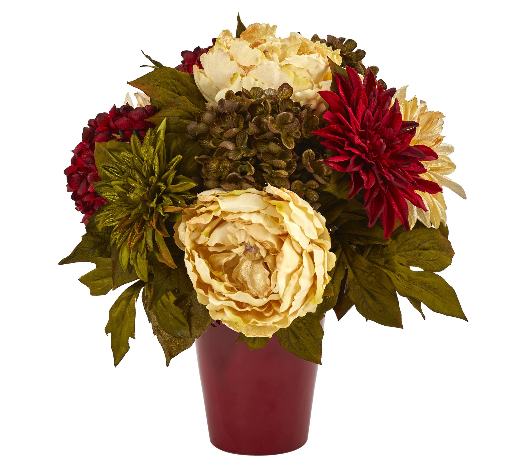 Nearly Natural 14" Peony, Hydrangea & Dahlia inVase