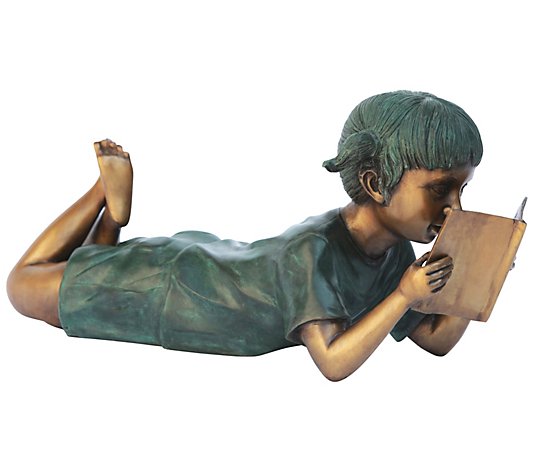 Design Toscano Bookworm Reading Bronze Garden Statue, Girl