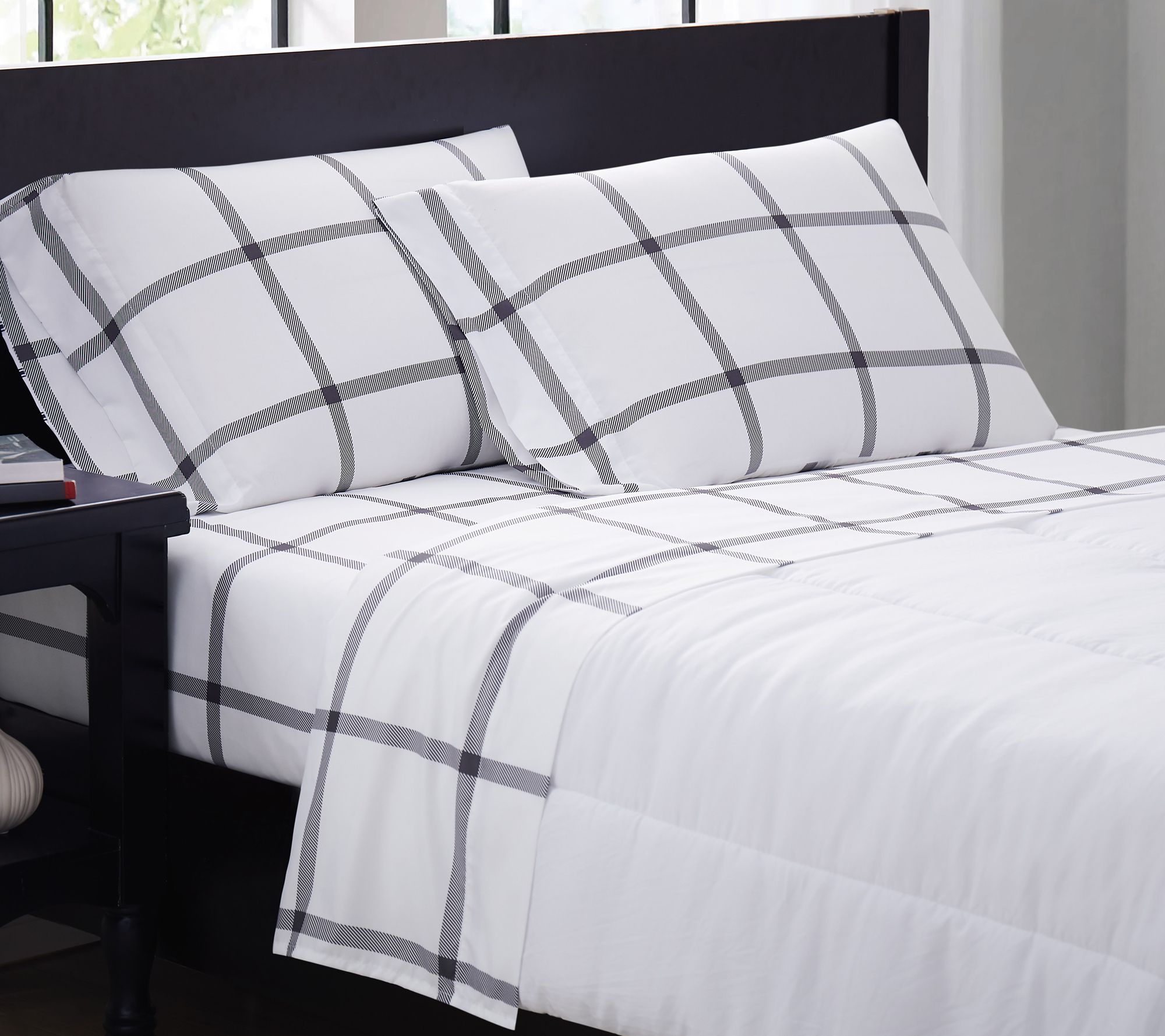 Truly Soft Printed Windowpane Twin XL Sheet Set