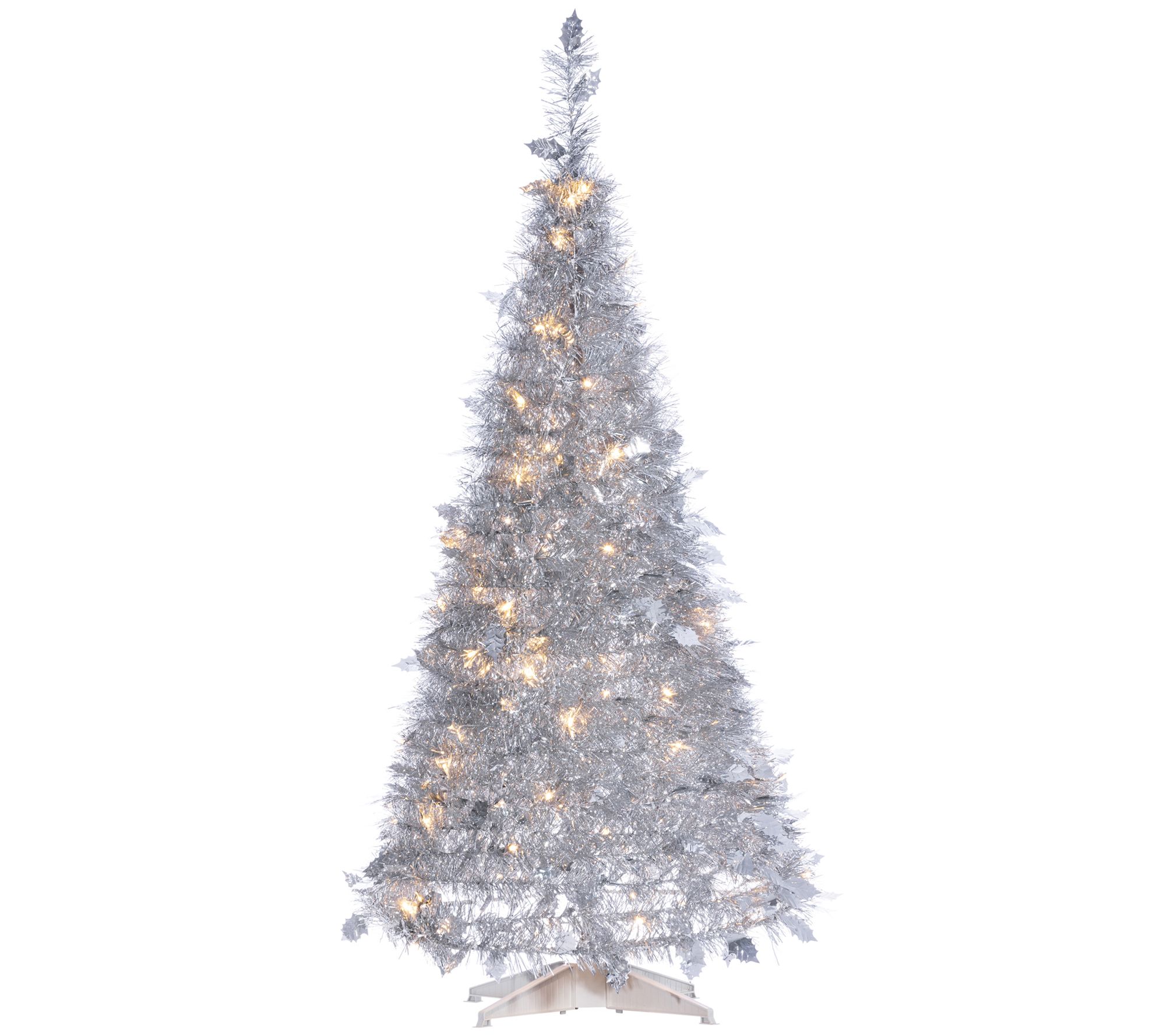 4-Foot High Pop Up Pre-Lit Silver Tinsel Tree by Gerson Co. - QVC.com