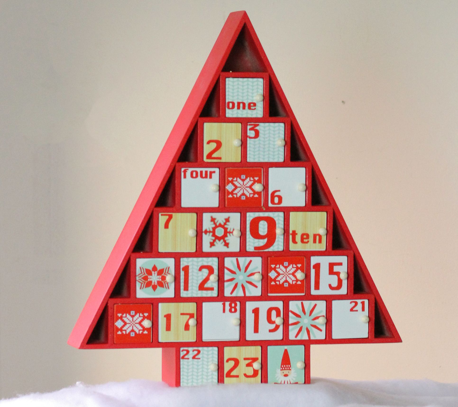Northlight 14" Red and White Tree Advent Calendar Decor