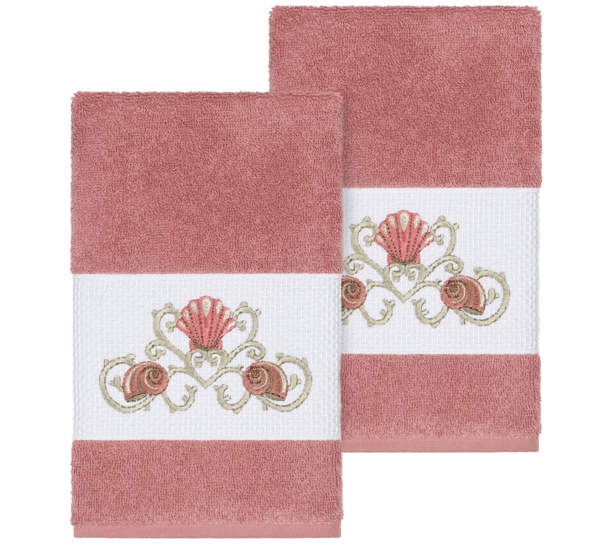 Linum Home Textiles Bella 2PC Embellished HandTowel Set