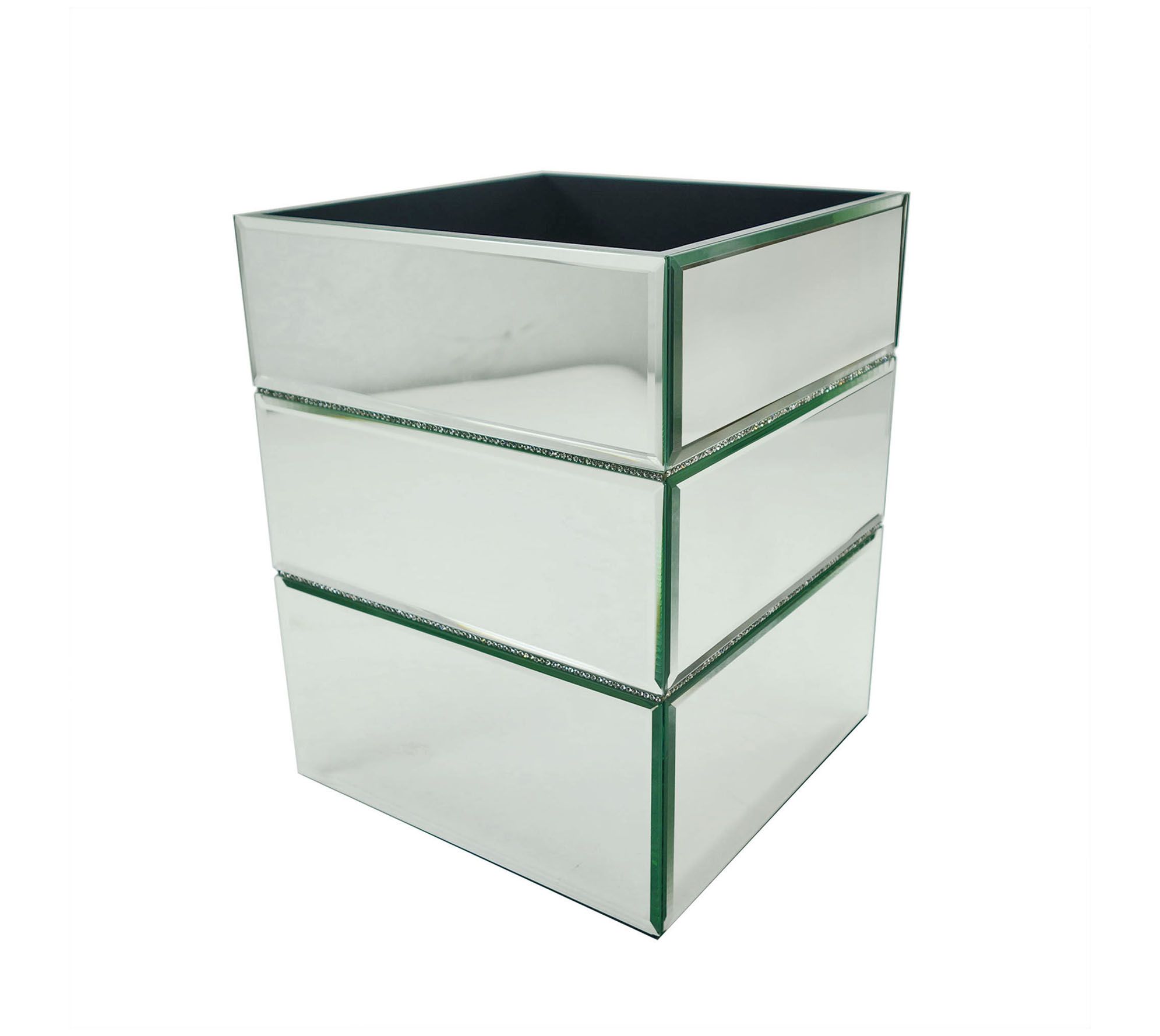 Teamson Home Leah Mirror Waste Basket,Crystal Beads