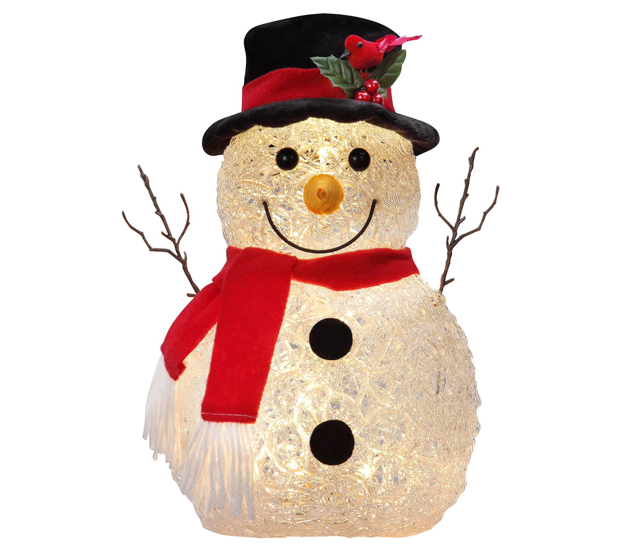 Haute Decor 13" Spun Acrylic Snowman with LED Battery Operated