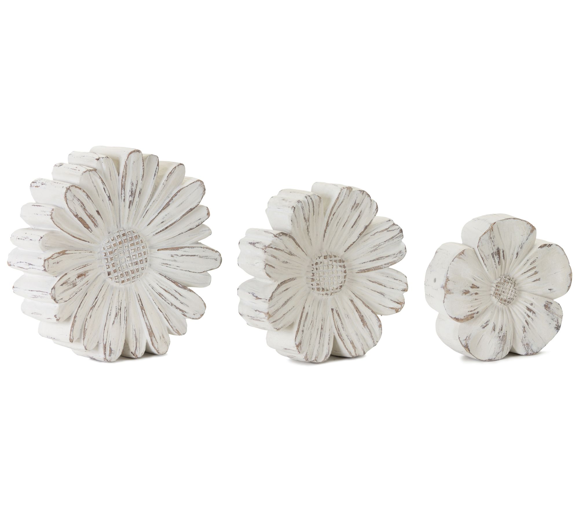 Melrose White-Washed Stone Tabletop Flower (Set of 3)