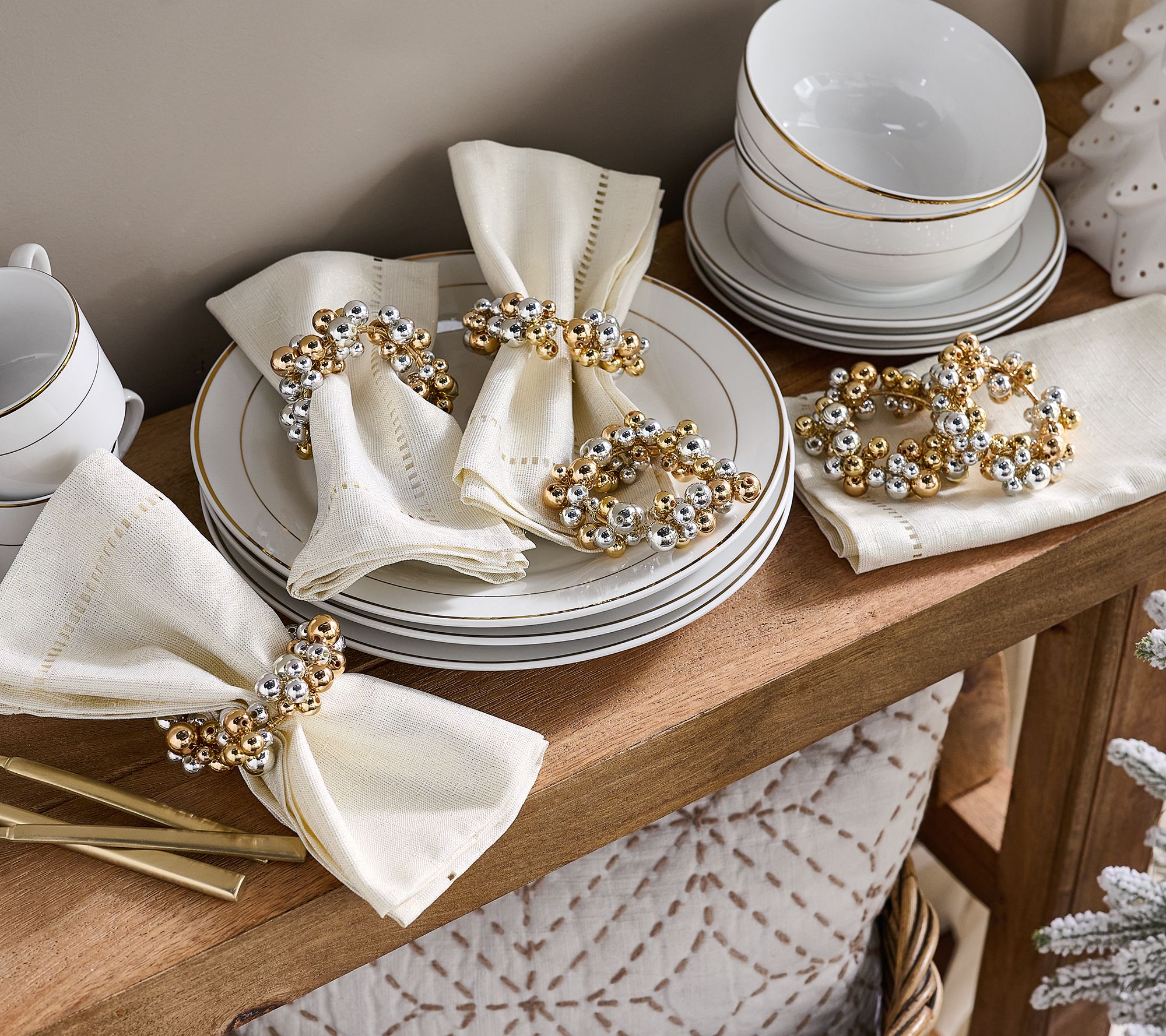 "As Is" Set of 6 Beaded Napkin Rings by Valerie