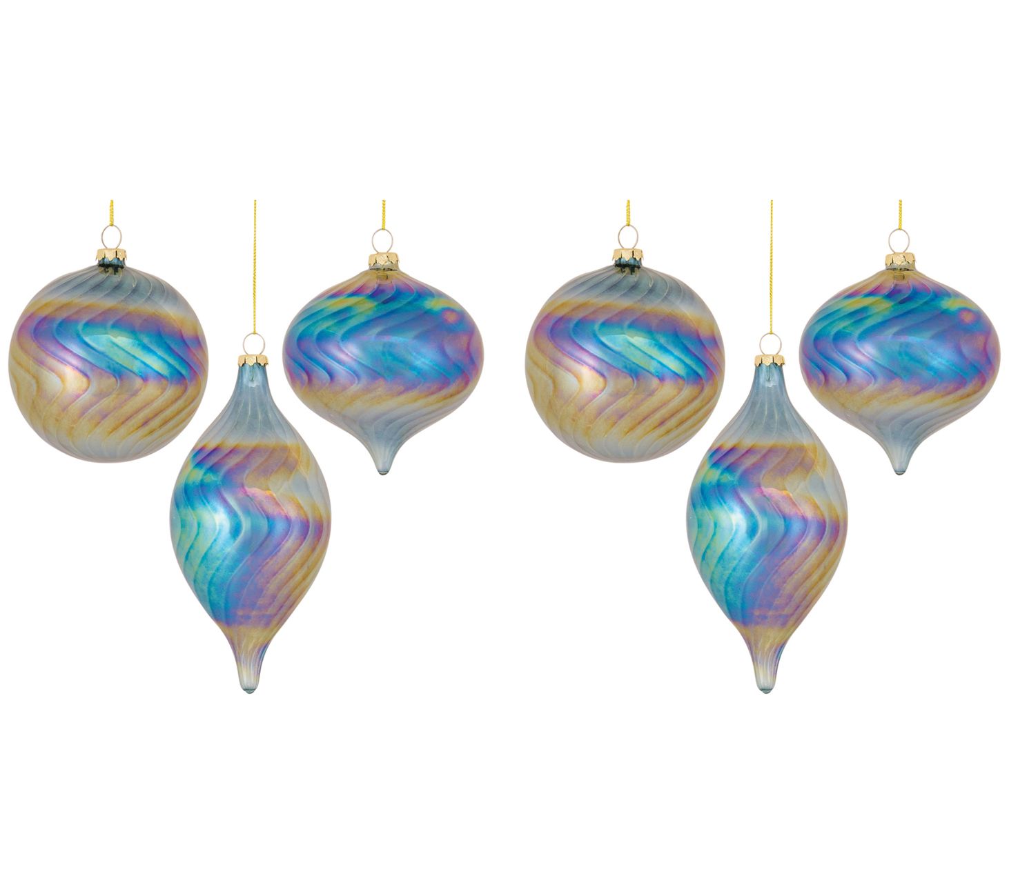 Melrose Iridescent Glass Swirl Ornament (Set of6)