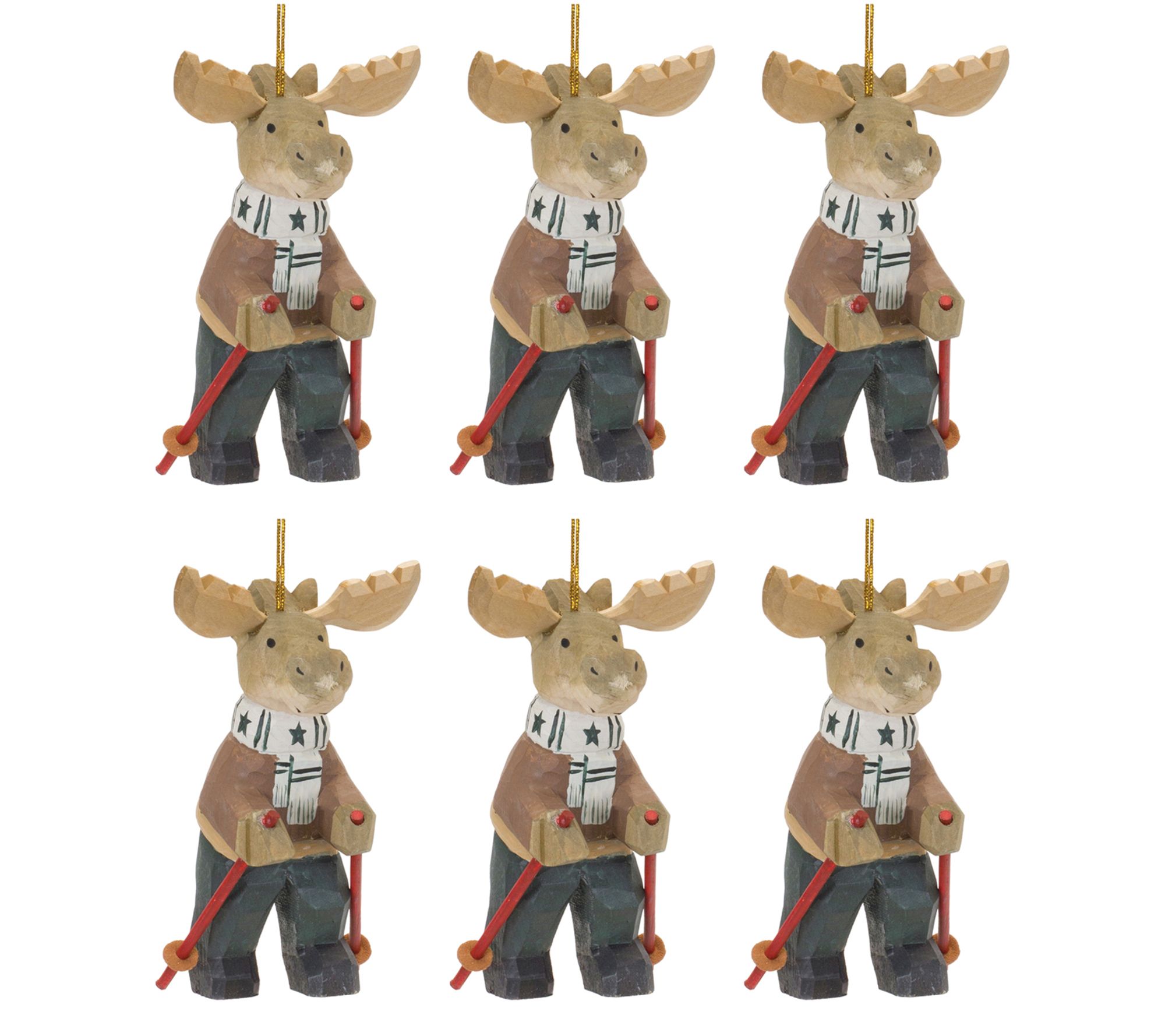 Melrose Moose on Skis Ornament (Set of 6)