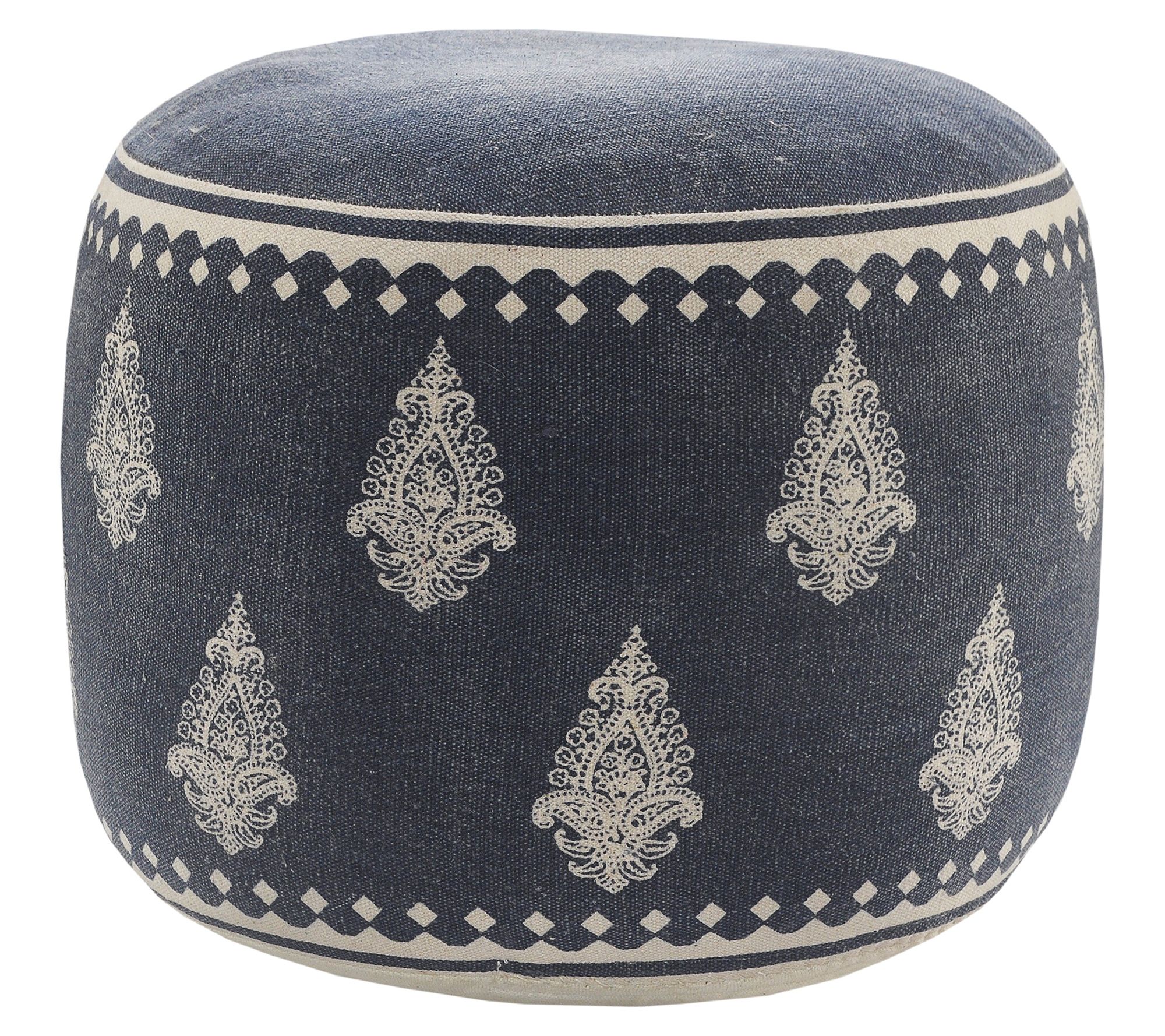 Ox Bay Paisley Flatweave Cotton Ottoman Pouf