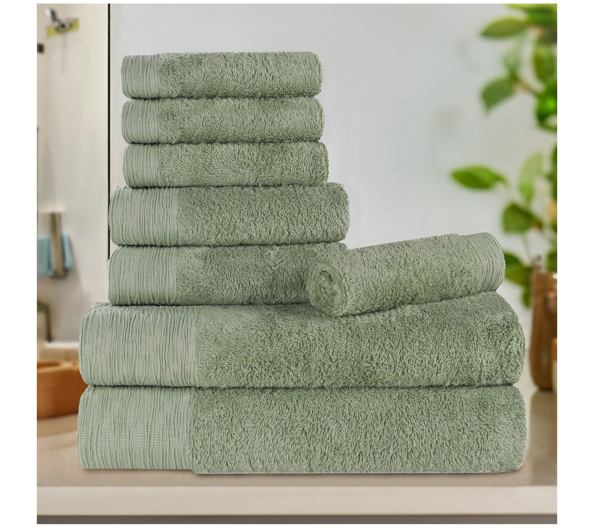 Superior Rayon made from Bamboo Solid 8-Piece Twel Set