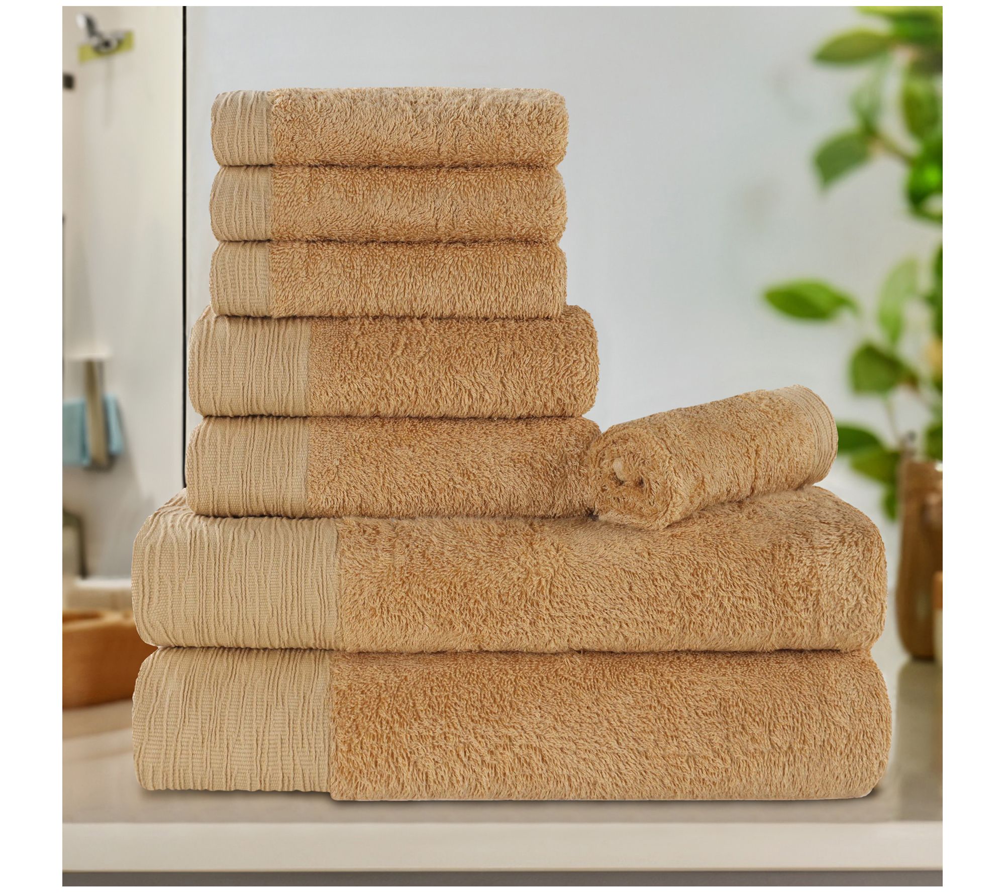 Superior Rayon made from Bamboo Solid 8-PieceTowel Set