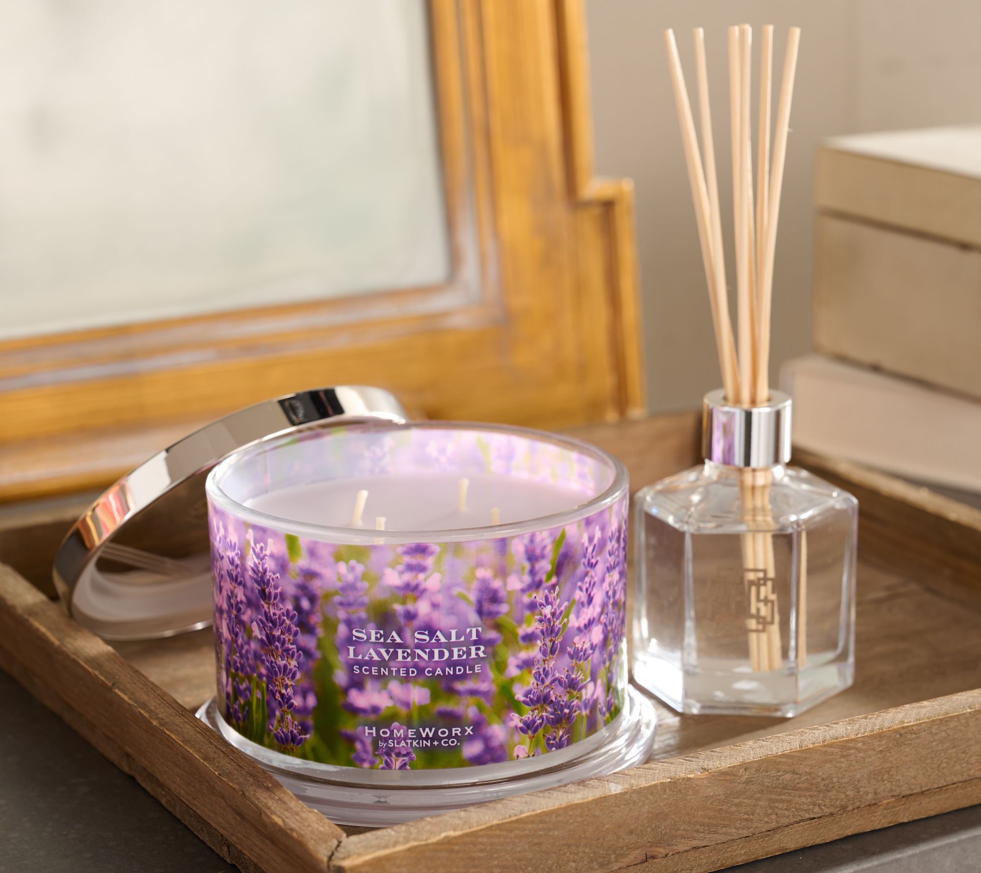 "As Is" HomeWorx by Slatkin & Co. Sea Salt Candle & Diffuser Set