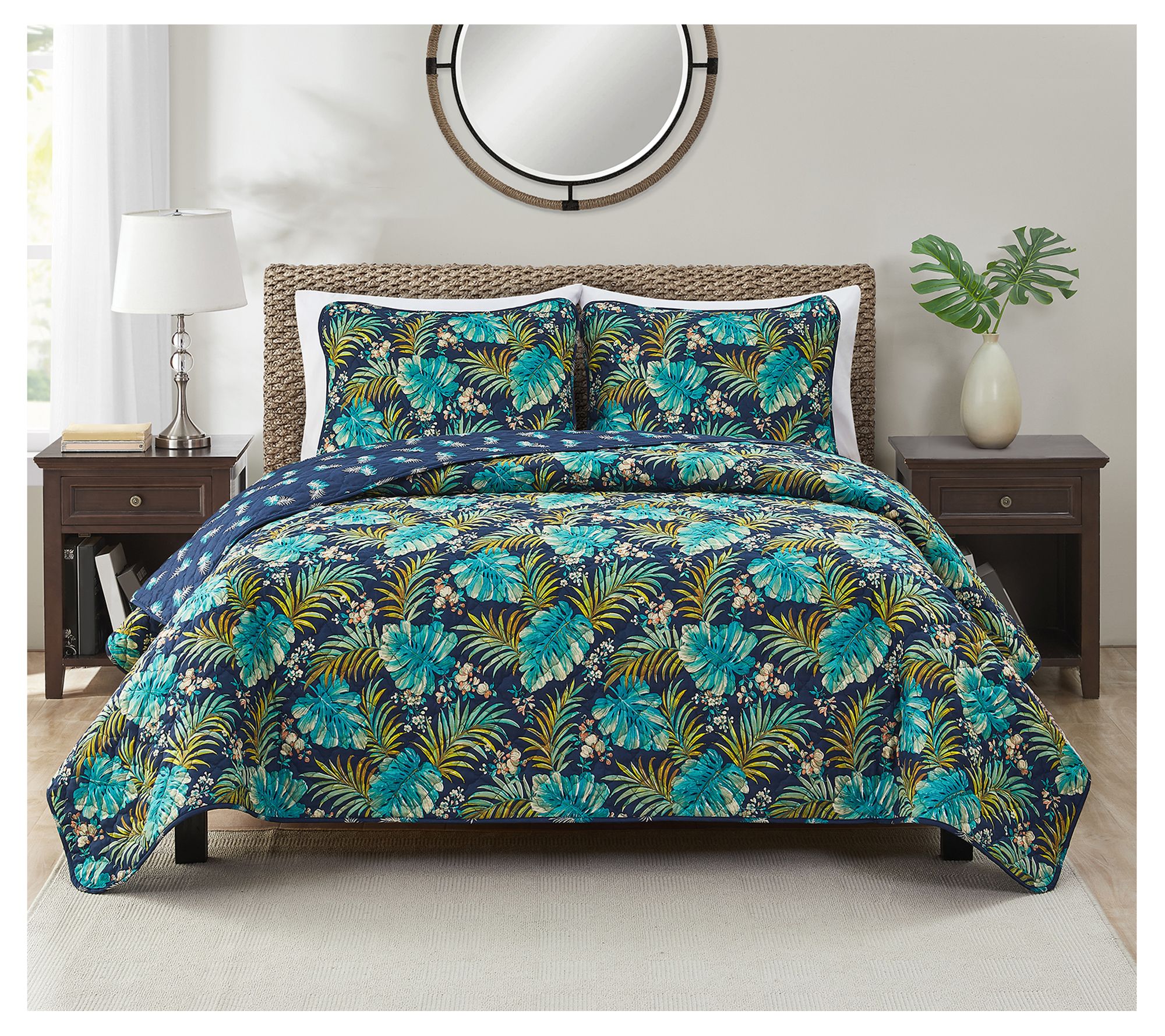 Seaside Villa Key West Reverse Microfiber QuiltSet- King - QVC.com