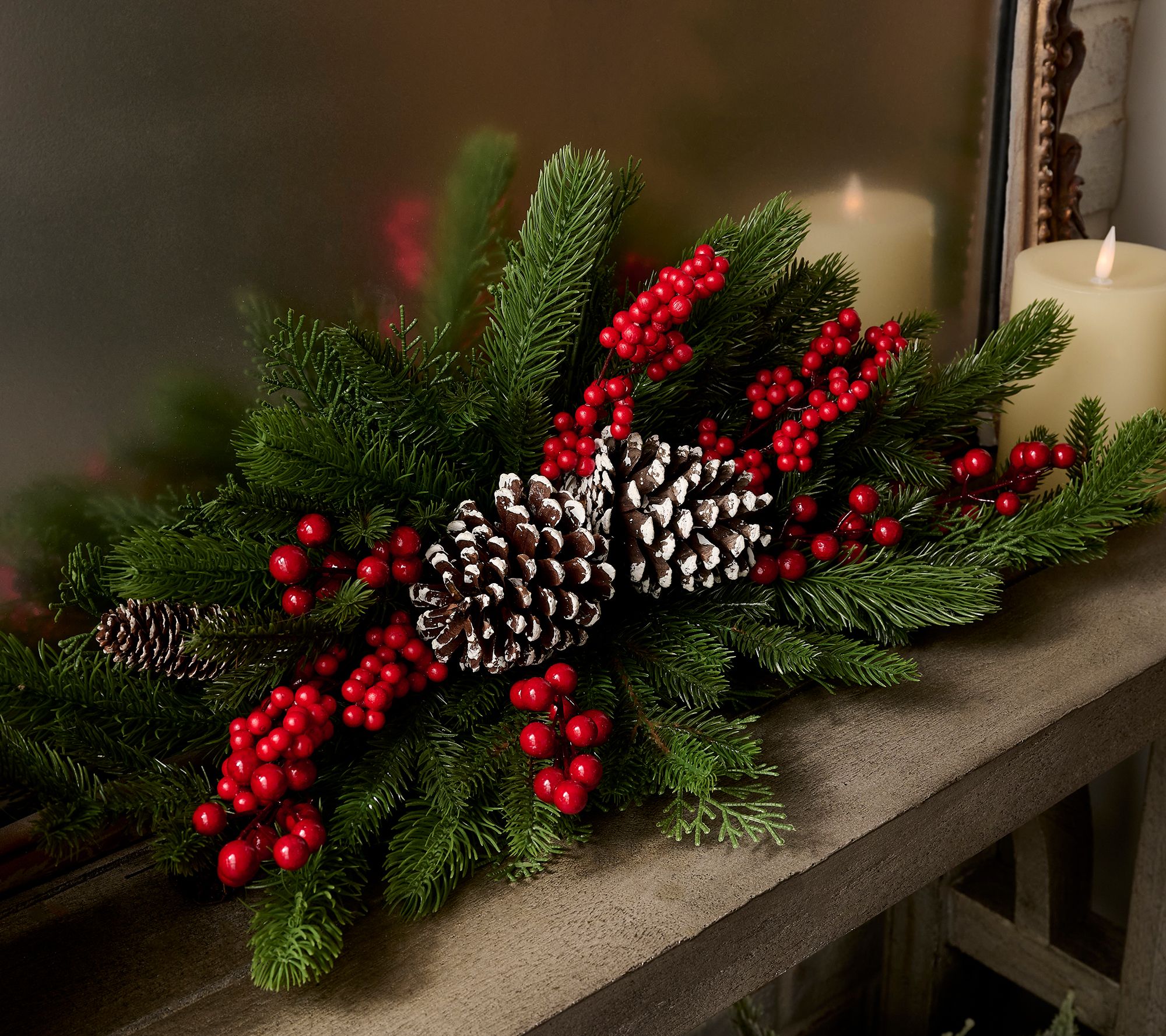 24" Berry, Pinecone and Pine Swag by Valerie
