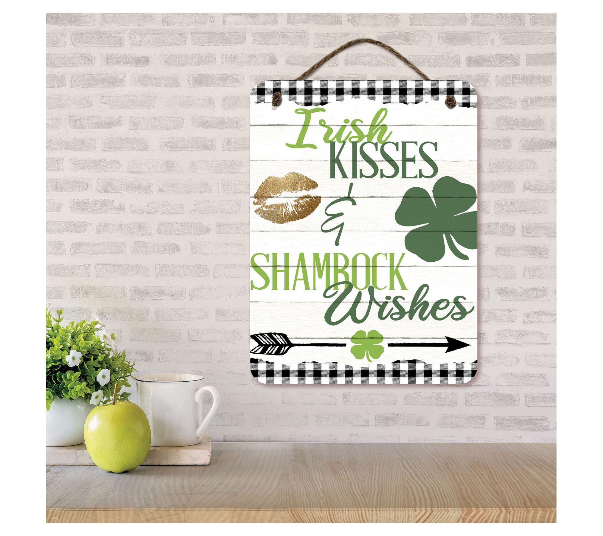Courtside Market Shamrock Wishes 12x16 HangingSign