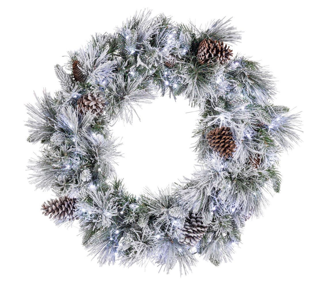 Luxurious 30 in Prelit Mixed Tips Wreath by Sterling