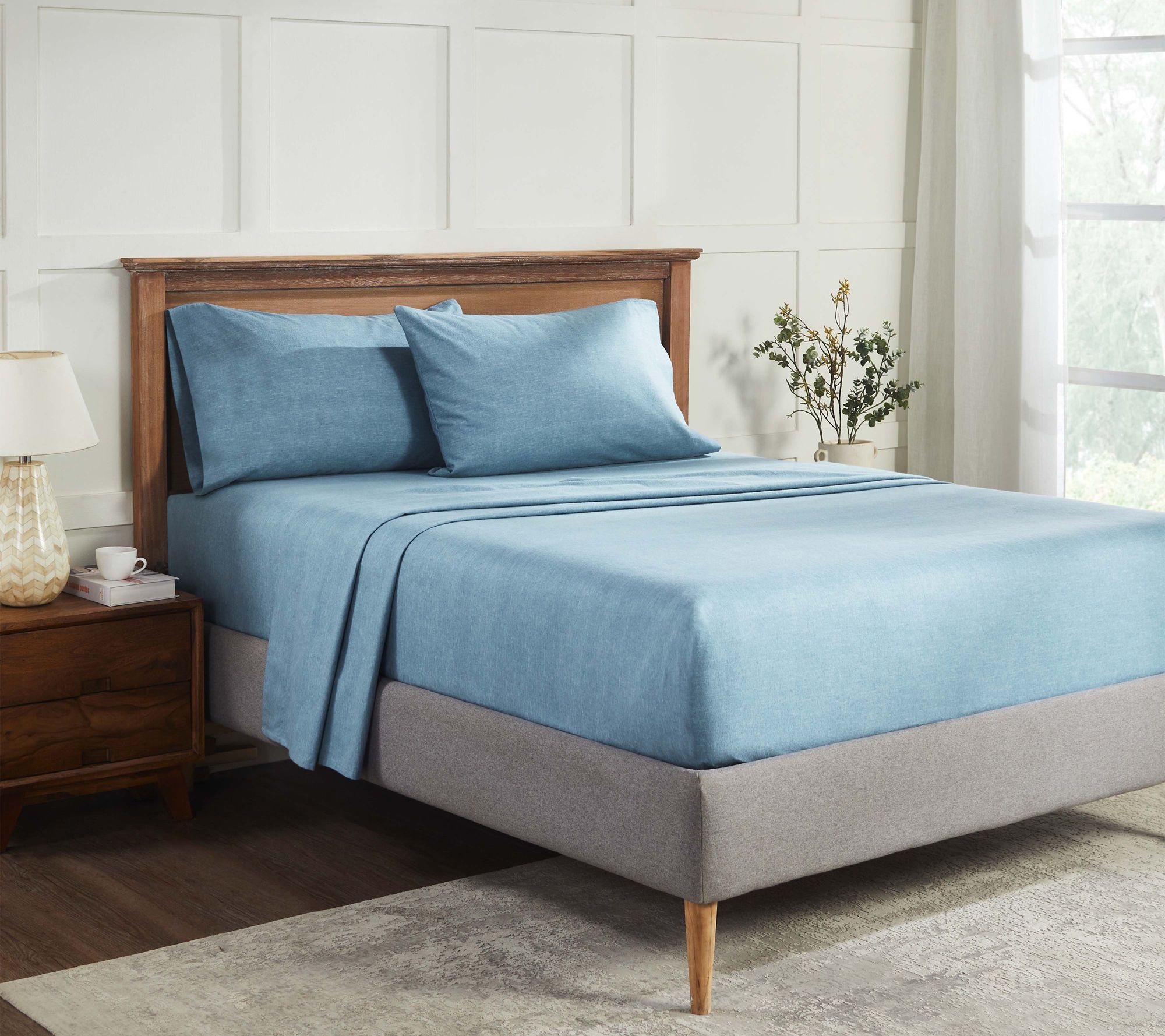 Superior Melange Flannel Cotton Deep Pocket Sheet Set, Twin