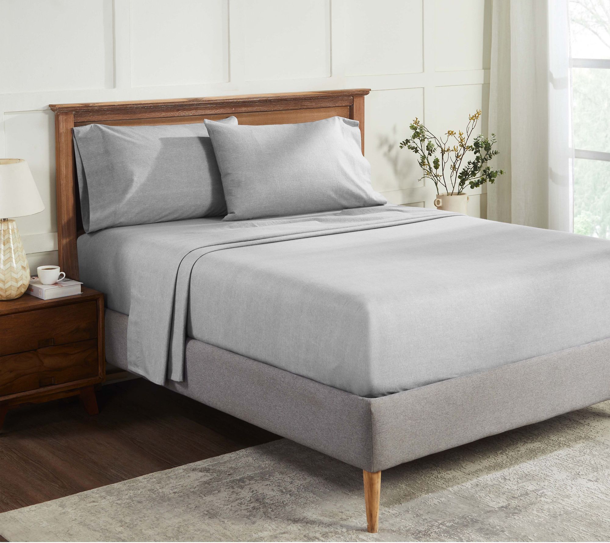 Superior Melange Flannel Cotton Deep Pocket Sheet Set, Twin