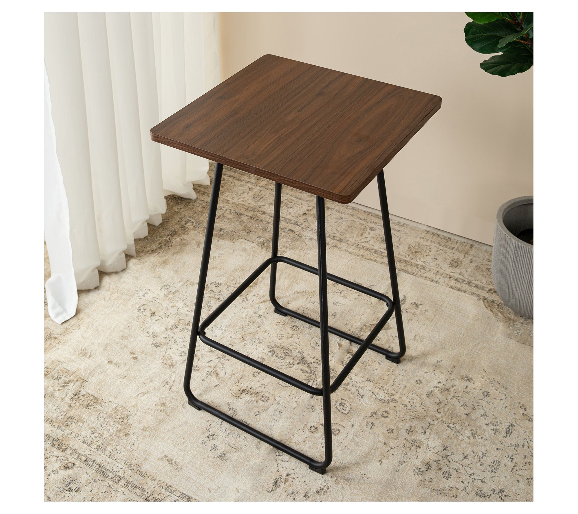 Glitzhome Industrial Modern Bar Table with Steel Base