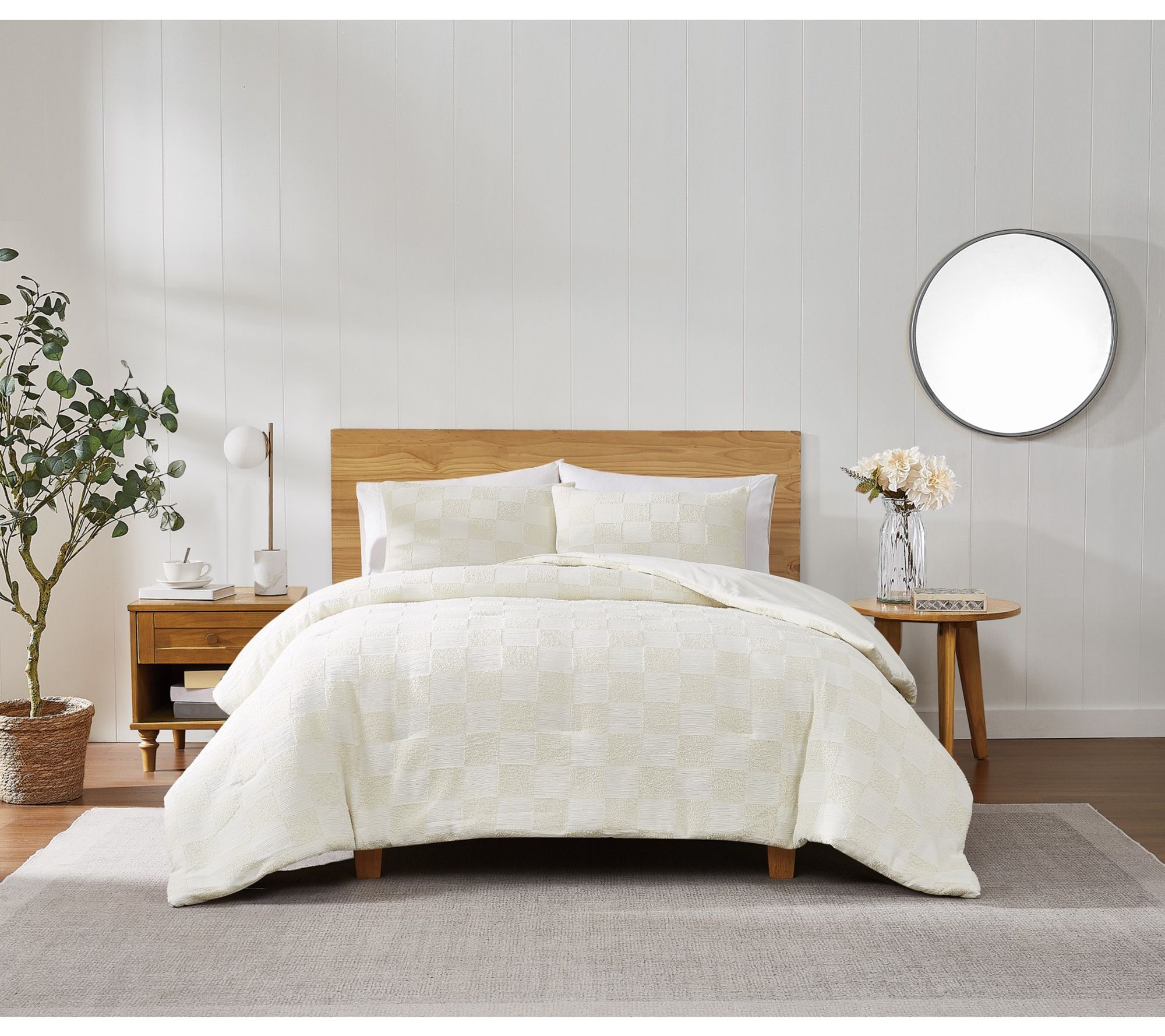 Truly Soft Textured Checkered Full/Queen 3-Piece Duvet Set