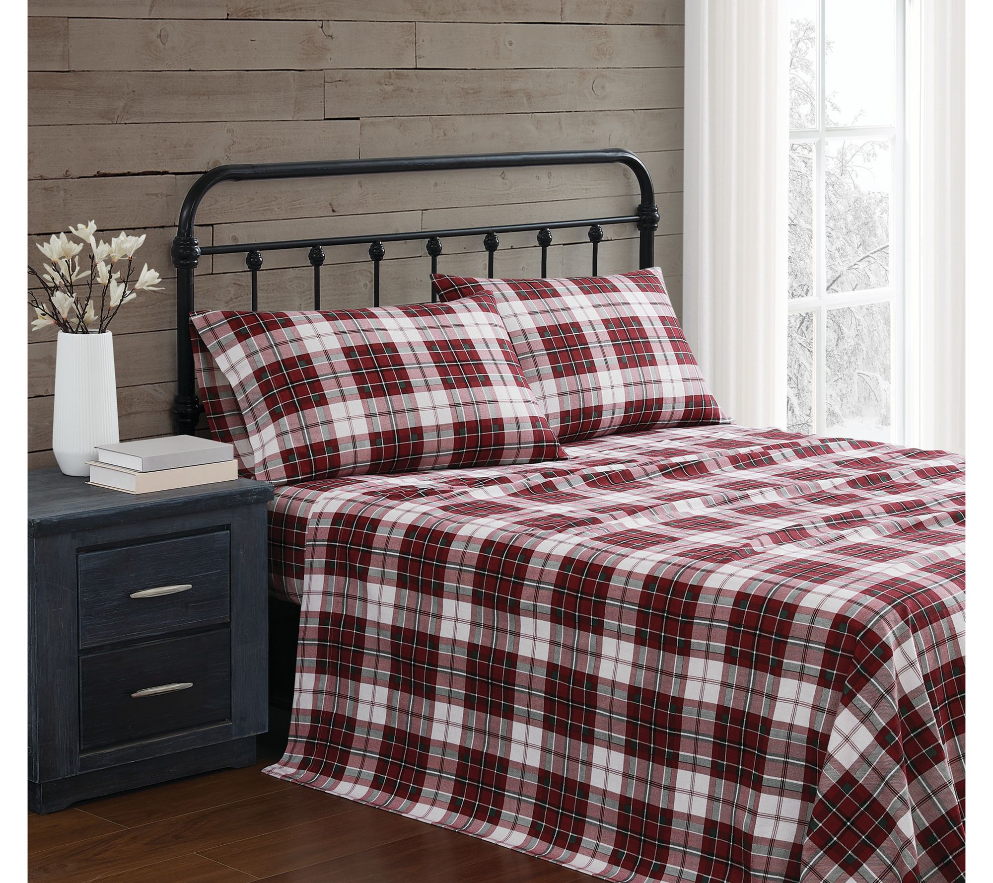 Truly Soft Holiday Plaid Full Flannel Sheet Set