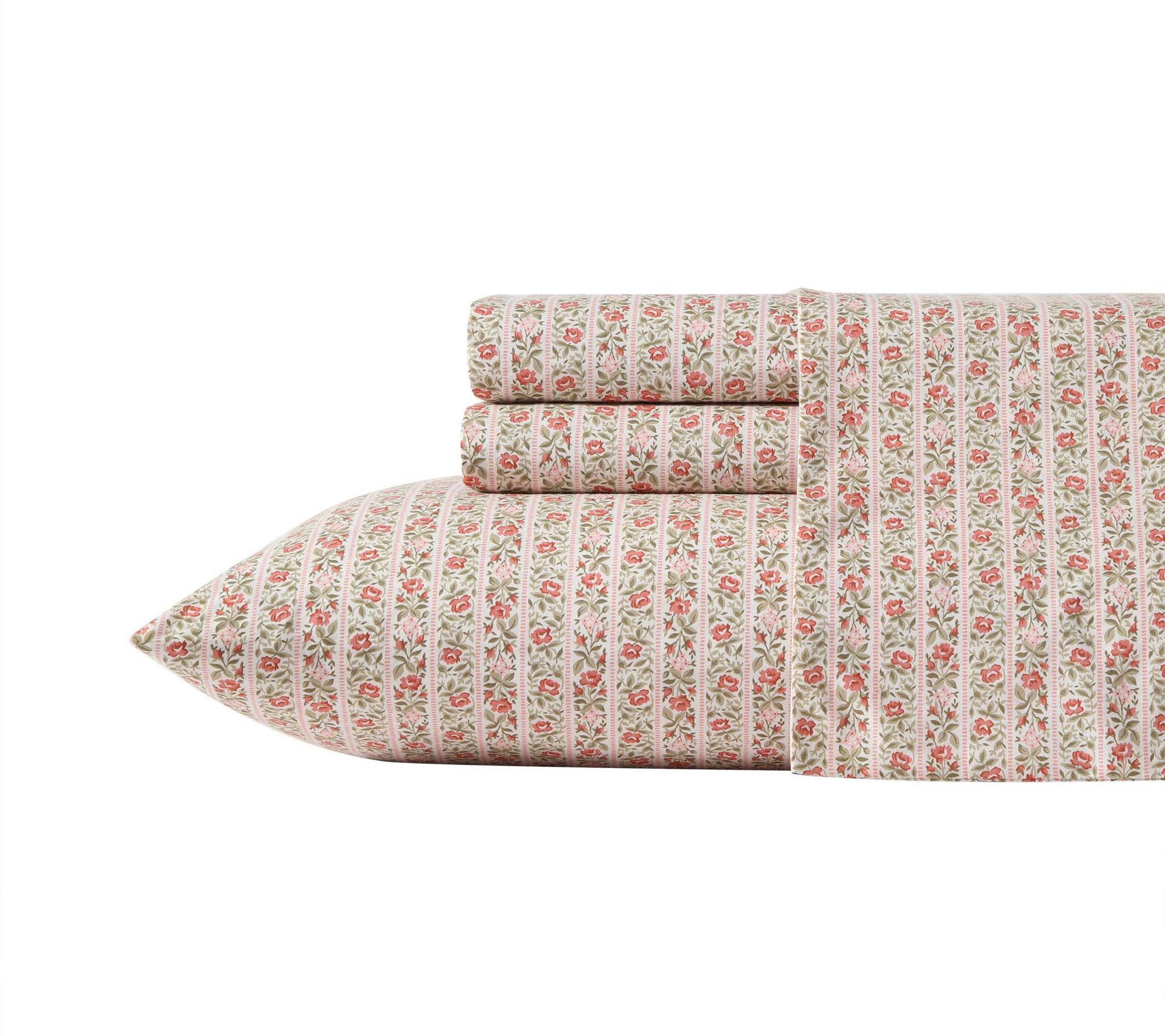 Laura Ashley Marta Stripe Pink Full Sheet Set