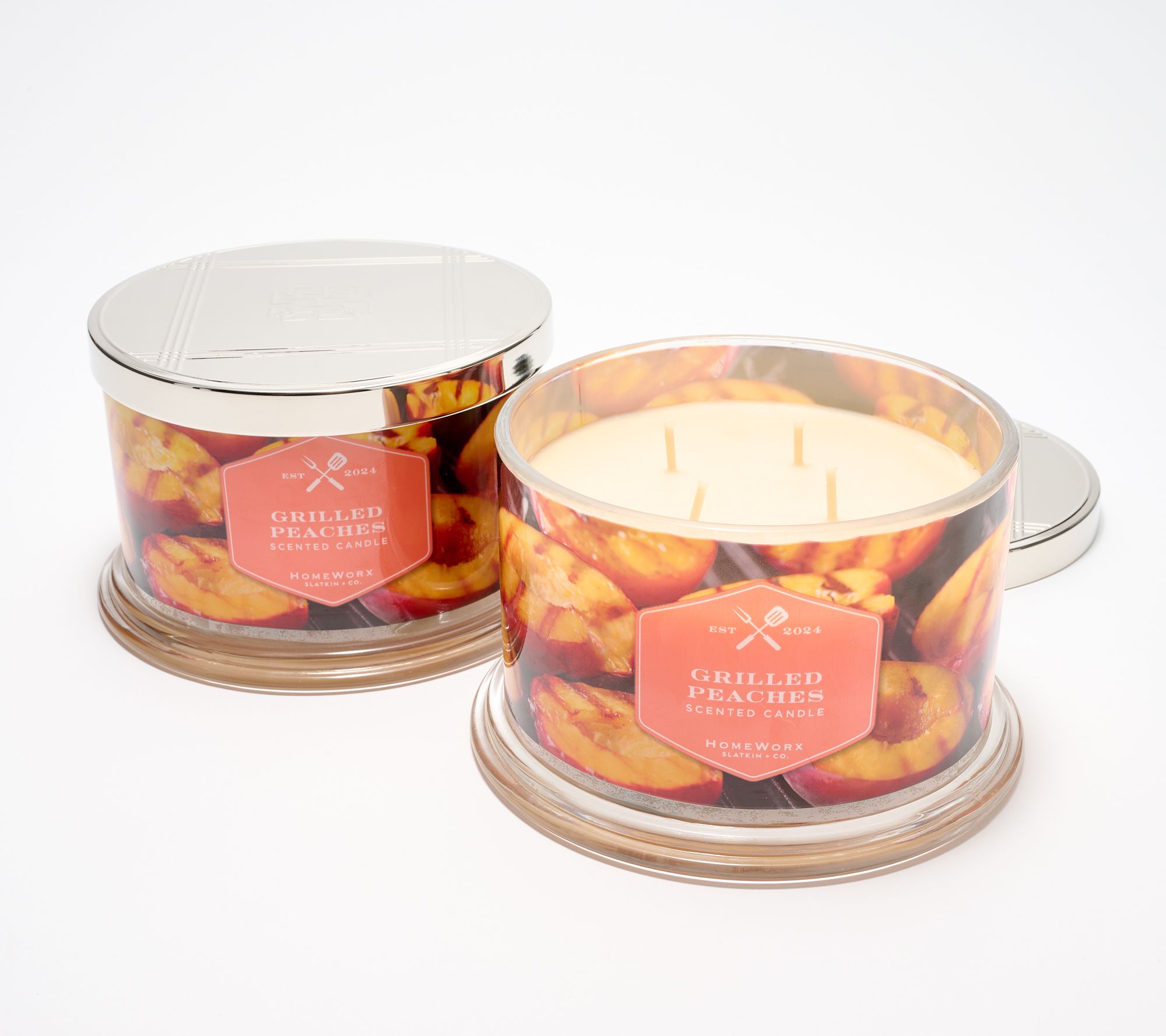 HomeWorx by Slatkin + Co. S/2 18-oz. Grilled Peaches Candles