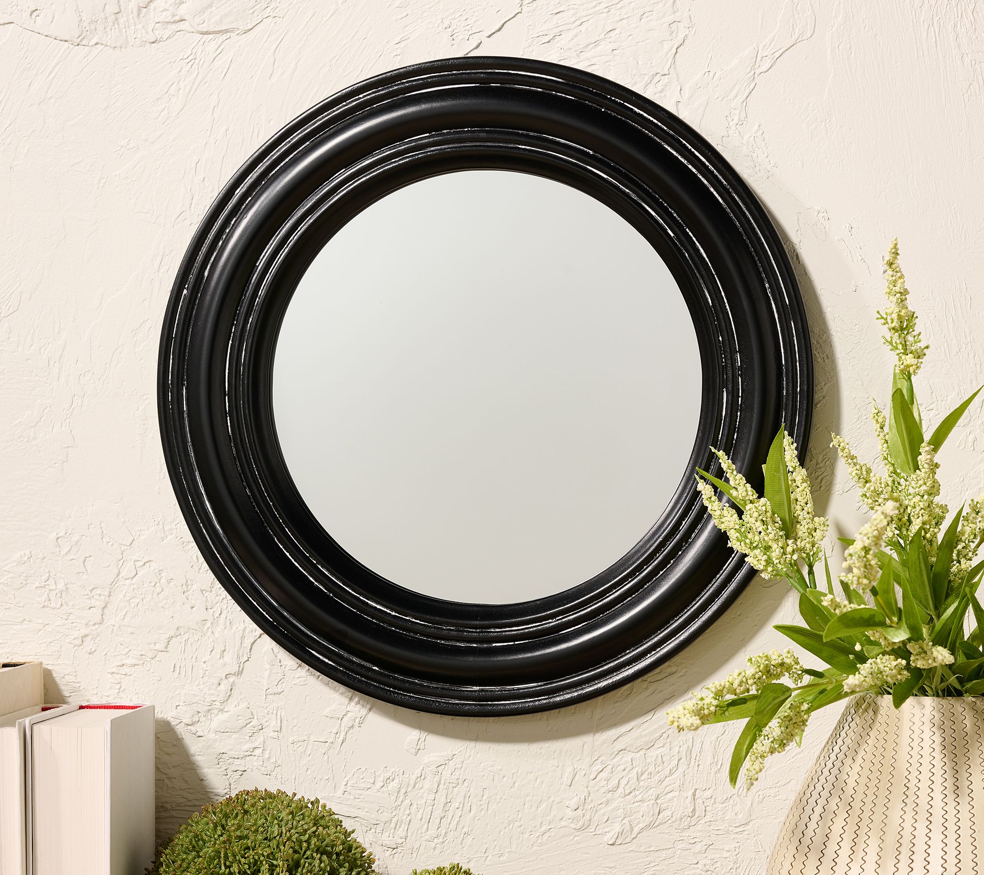 16" Round Mirror with Wood Frame by Valerie