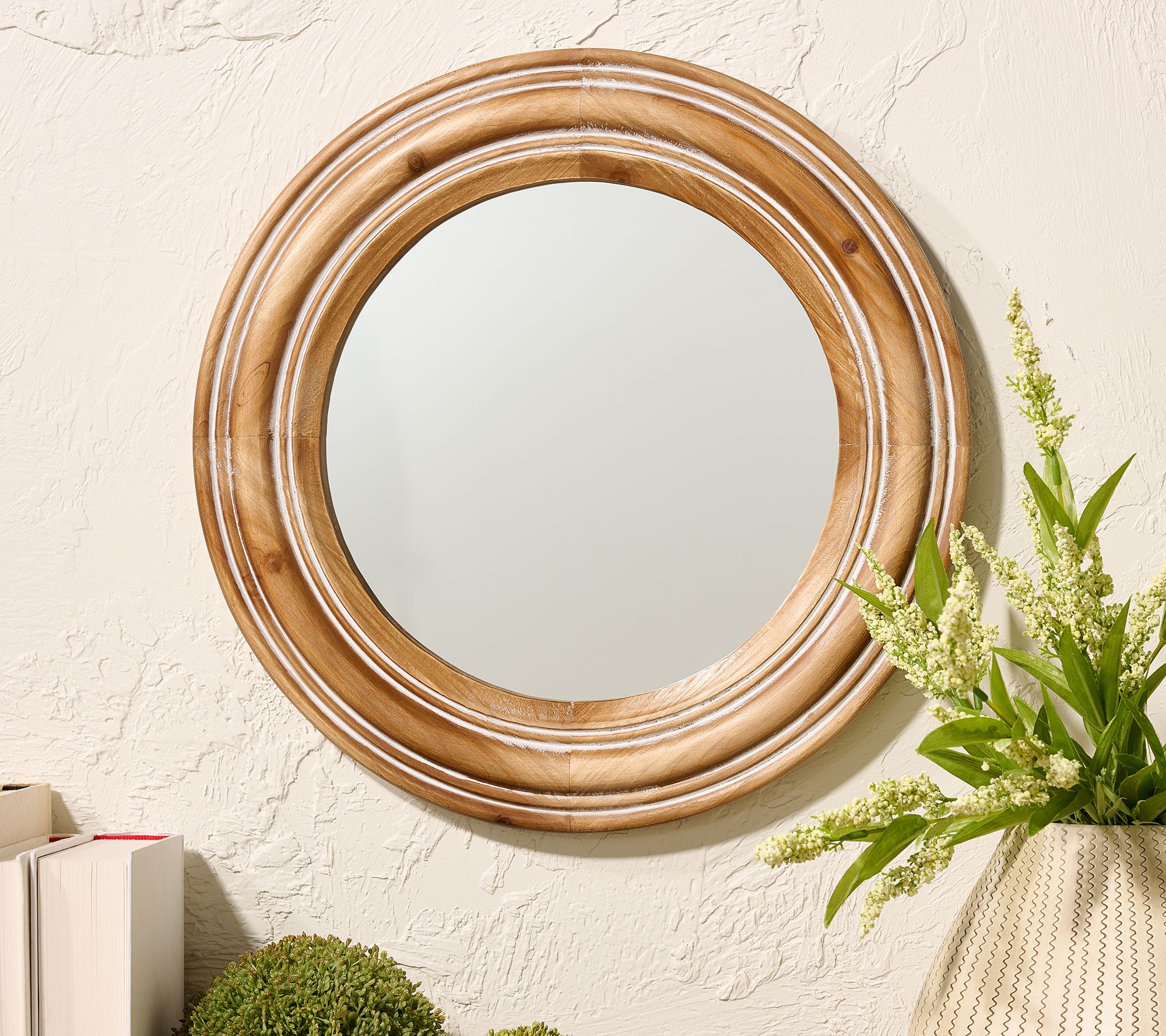 16" Round Mirror with Wood Frame by Valerie