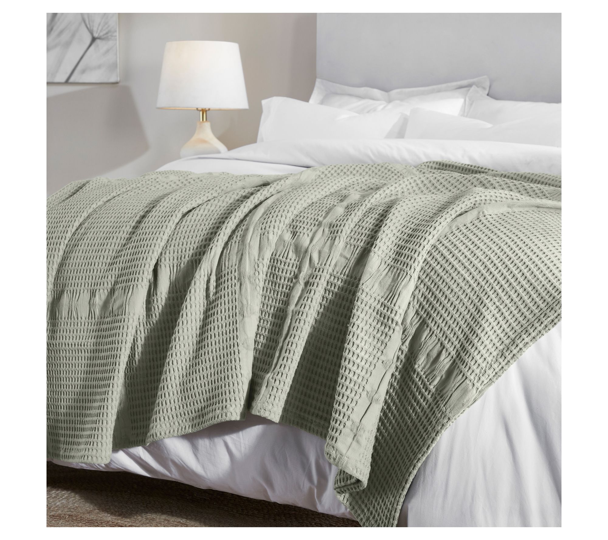 Superior Mai Geometric Waffle Cotton Blanket, Cal King