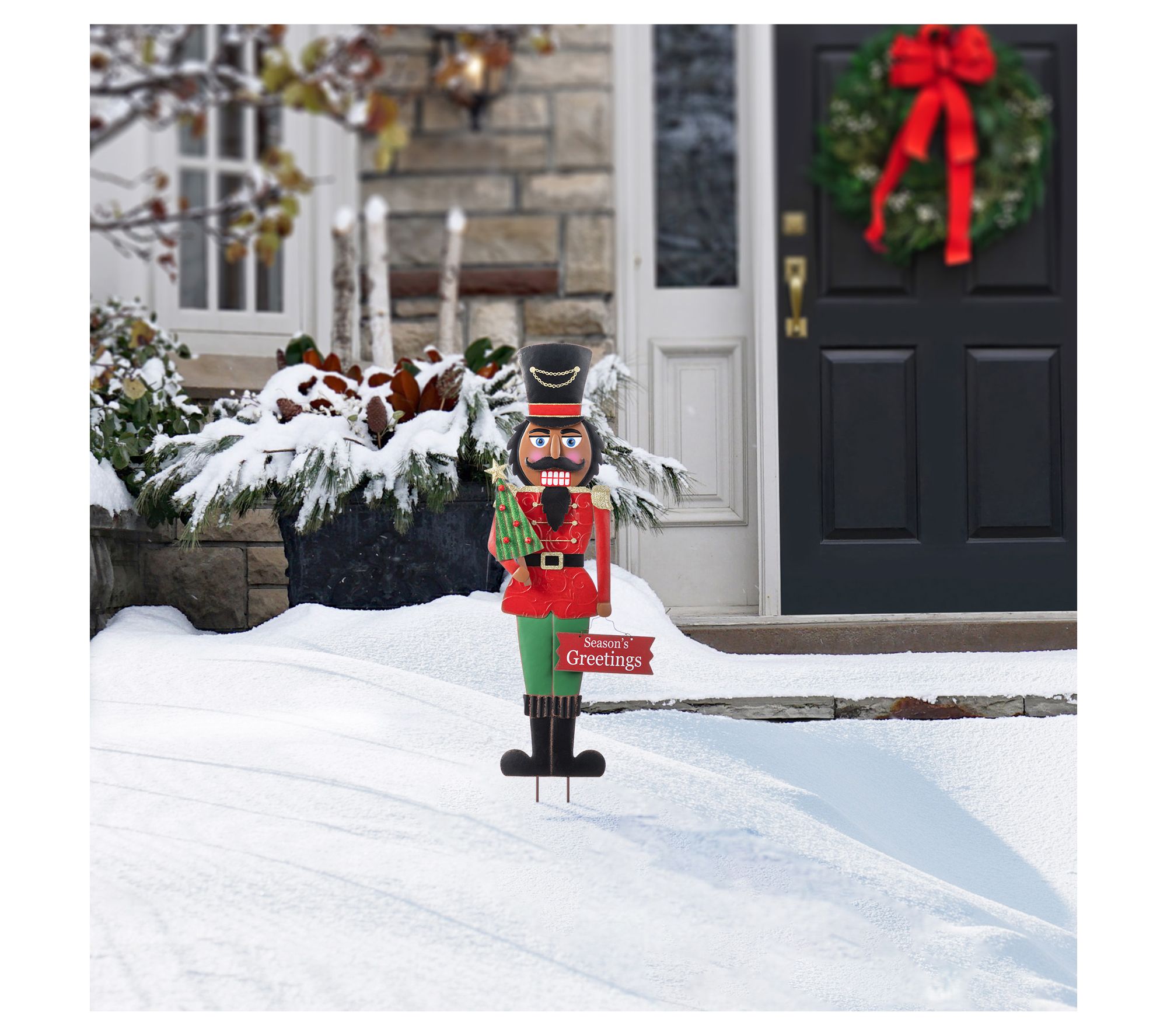 Glitzhome 36"H Christmas Metal African Nutcracker Garden Stake