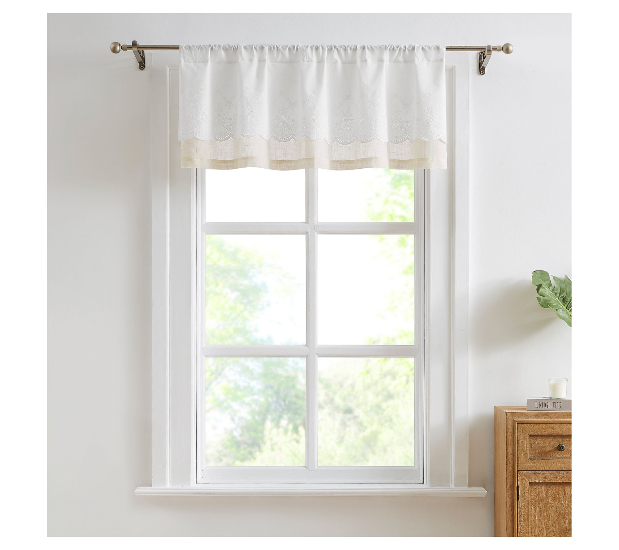Lush Decor Brigitte Embroidery Eyelet ScallopedValance 52x18