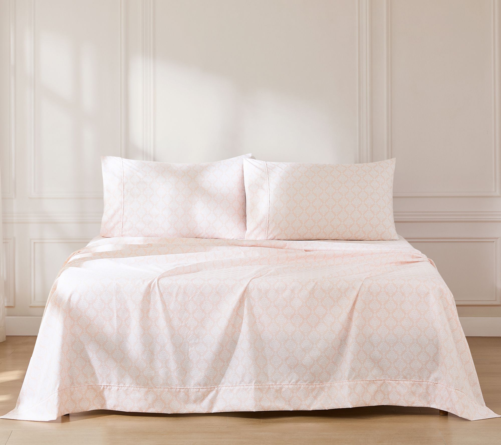 Lush Decor Romer Damask Sheet Set Peach 6-PieceSet King