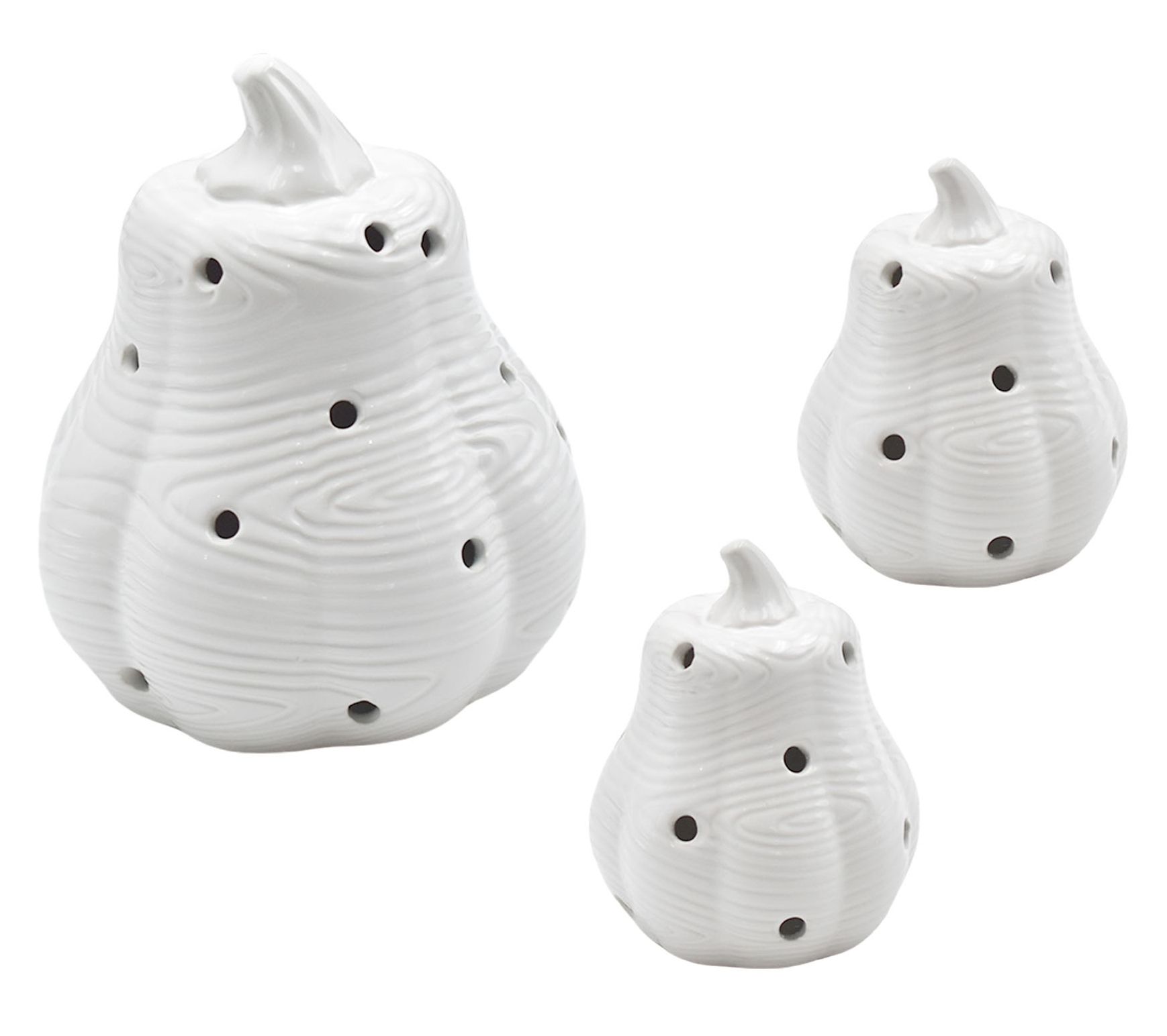 "As Is" Temp-tations Woodland Set of 3 Illuminated Ceramic Gourds